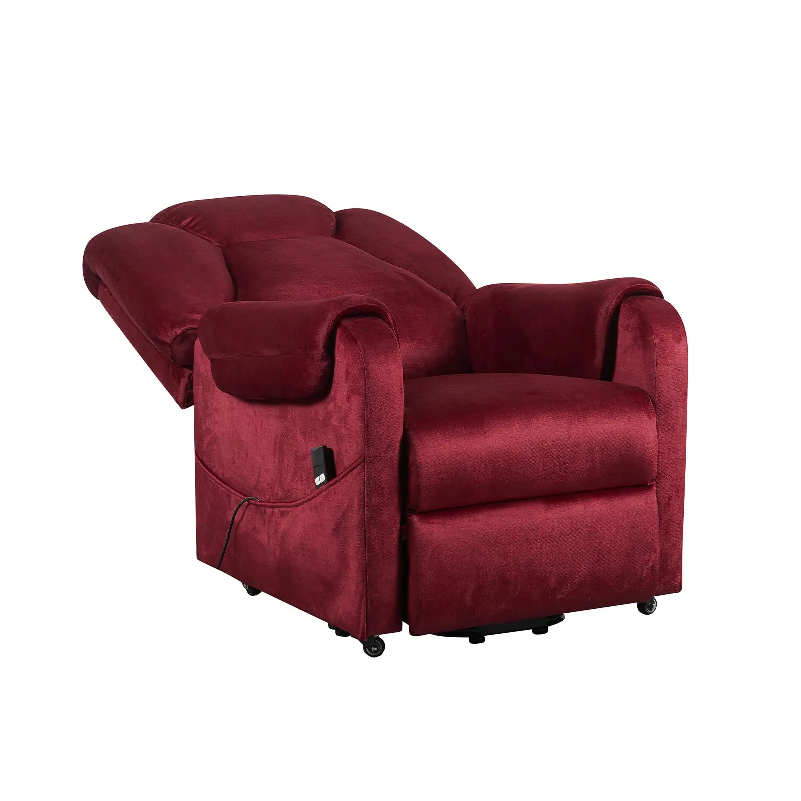 Poltrone Italia Poltrona Relax Elettrica 2 Motori, Reclinazione Indipendente Schienale e Pediera, 4 Ruote, Tessuto Premium Rosso - immagine 5