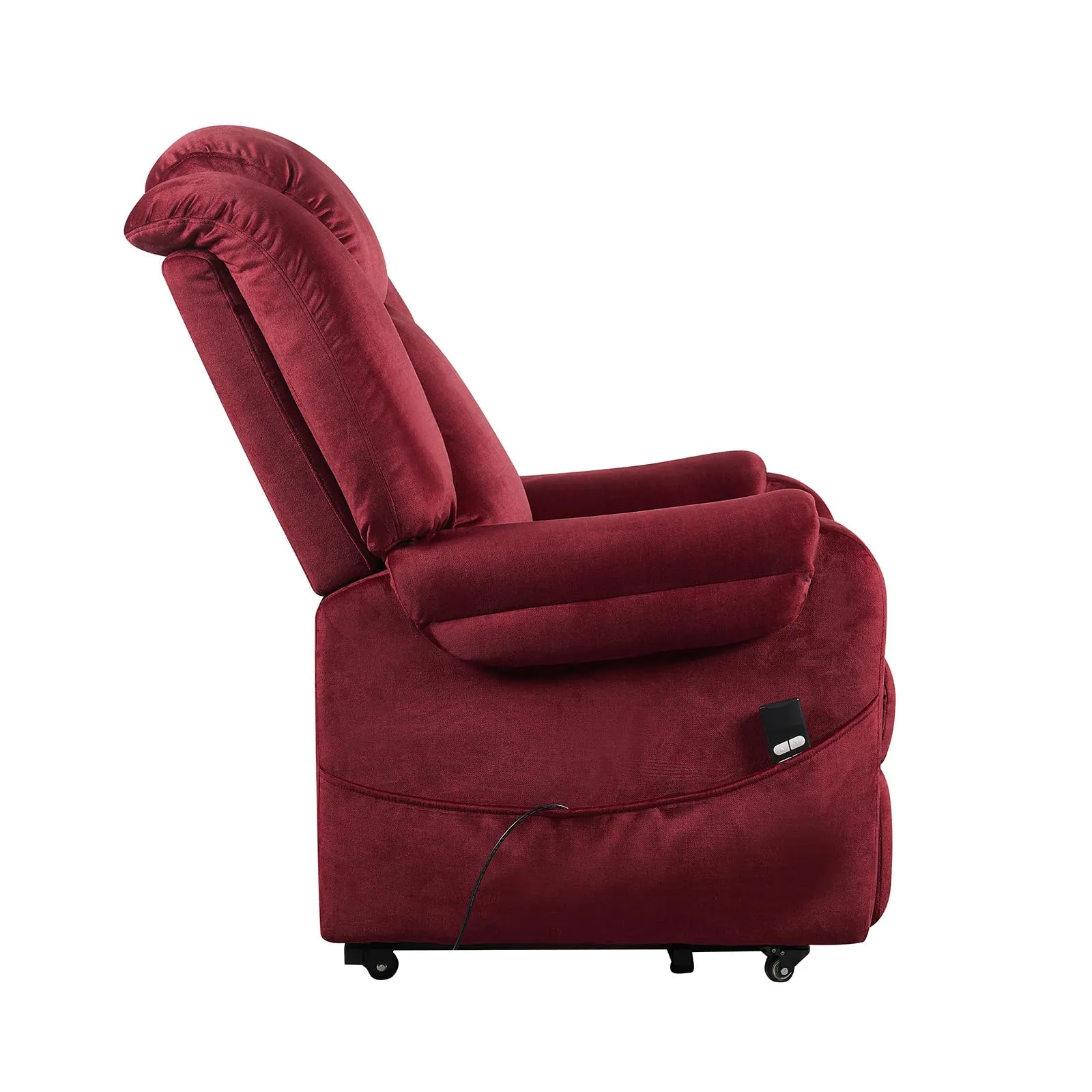 Poltrone Italia Poltrona Relax Elettrica 2 Motori, Reclinazione Indipendente Schienale e Pediera, 4 Ruote, Tessuto Premium Rosso - immagine 6