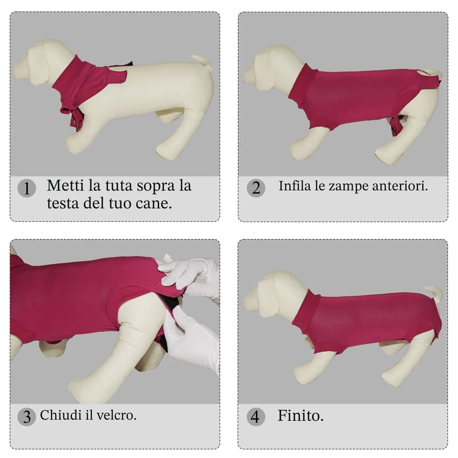 Cyponpy Body Post Operatorio per Cani Maschi e Femmine, Tuta da Recupero dopo Sterilizzazione, Taglia L, Rosso - immagine 5