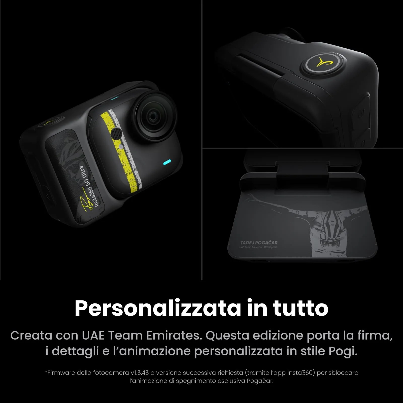 Insta360 GO Ultra Edizione Tadej Pogačar - Mini Action Cam 4K POV, Sensore 1/1,28", 53g, FOV 156°, Autonomia 200 min - immagine 4