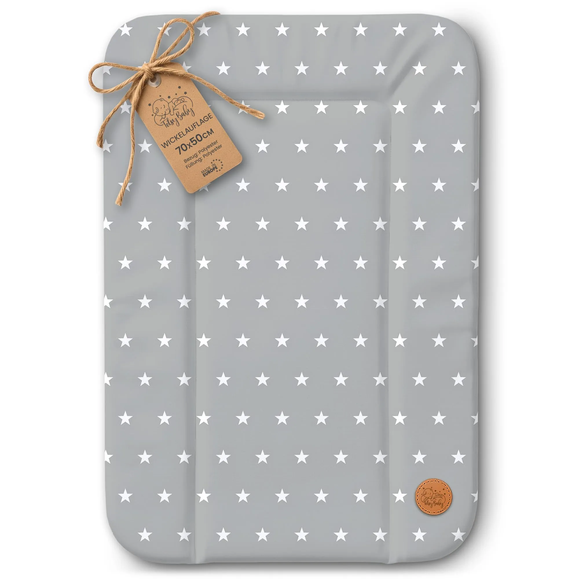 Totsy Baby Tappetino da Fasciatoio Impermeabile e Lavabile, 70 x 50 cm, Grigio con stelle - immagine 1