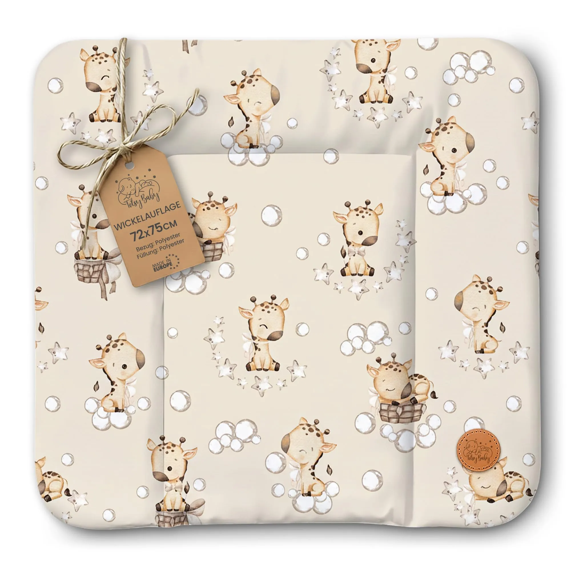 Totsy Baby Tappetino da Fasciatoio Impermeabile, 75 x 72 cm, Giraffe - immagine 1