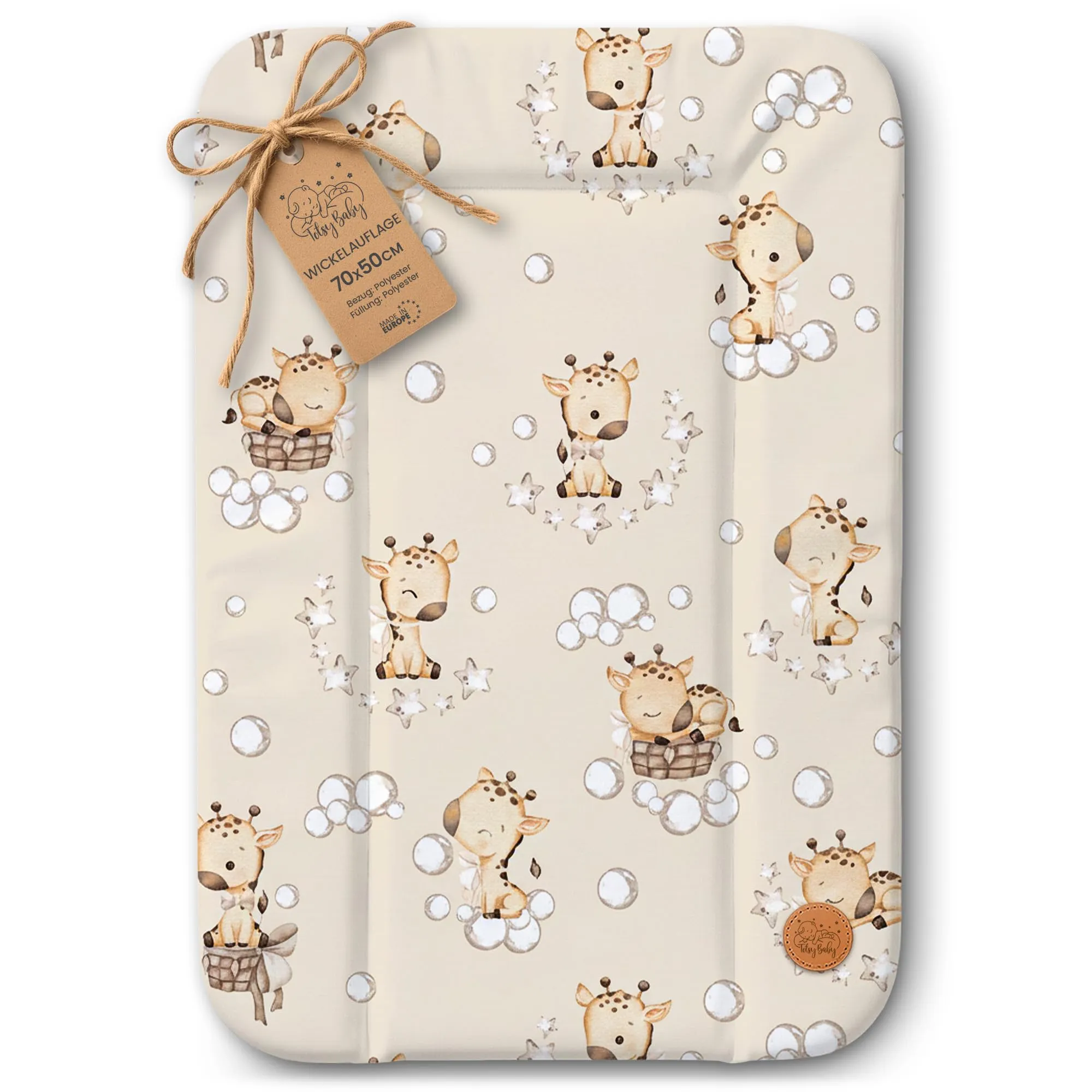 Totsy Baby Tappetino da Fasciatoio Impermeabile e Lavabile, Giraffe, 70 x 50 cm - immagine 1
