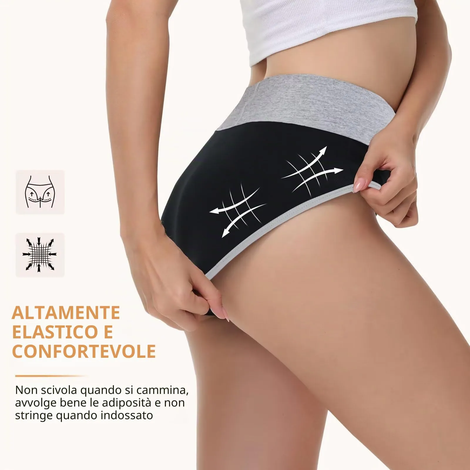 NUOZA Slip Donna Cotone Mutande Post Parto Vita Alta Nero M - immagine 4