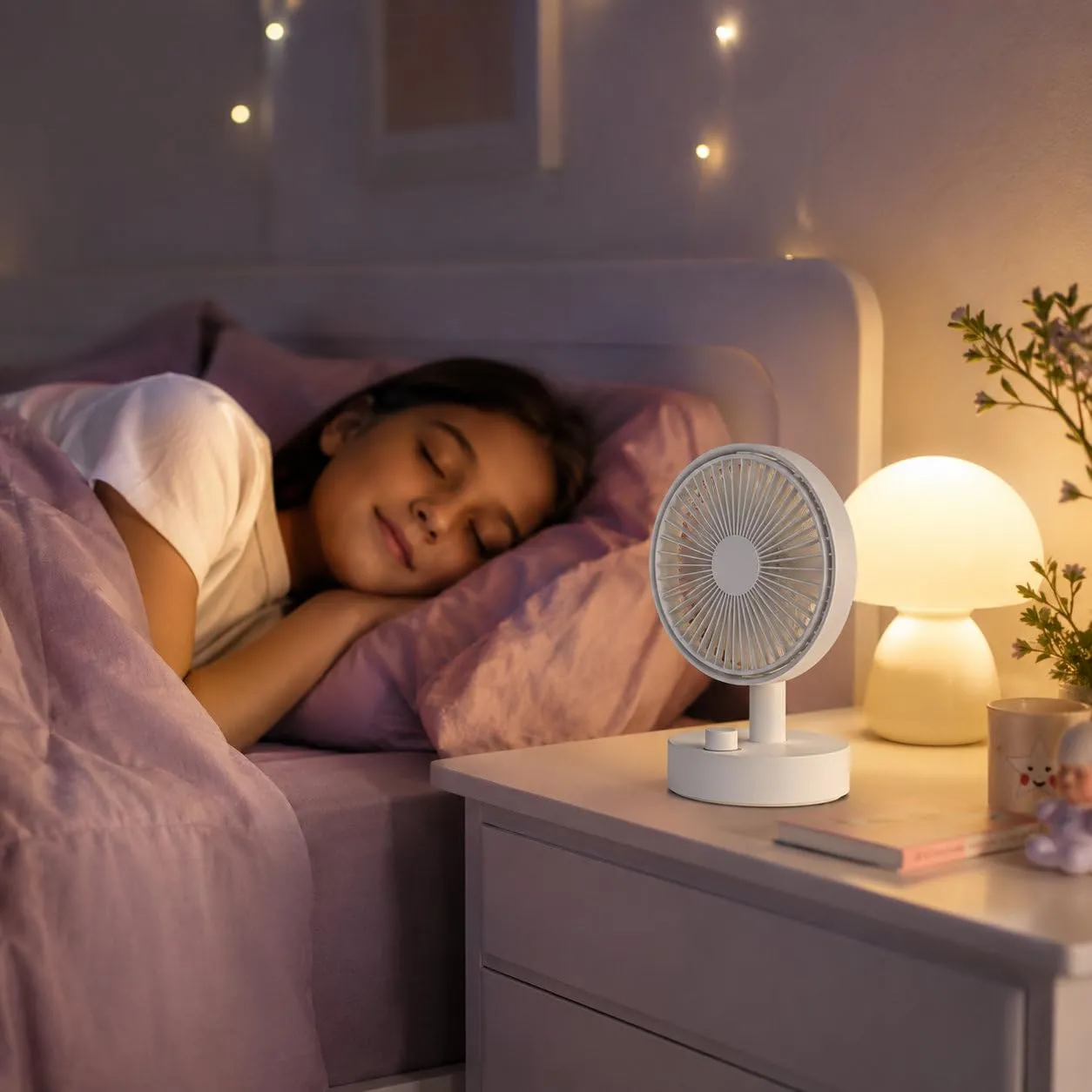 Techly 621710 Mini Ventilatore Rotante da Tavolo, 10 Velocità, Ricarica USB-C, Bianco - immagine 8