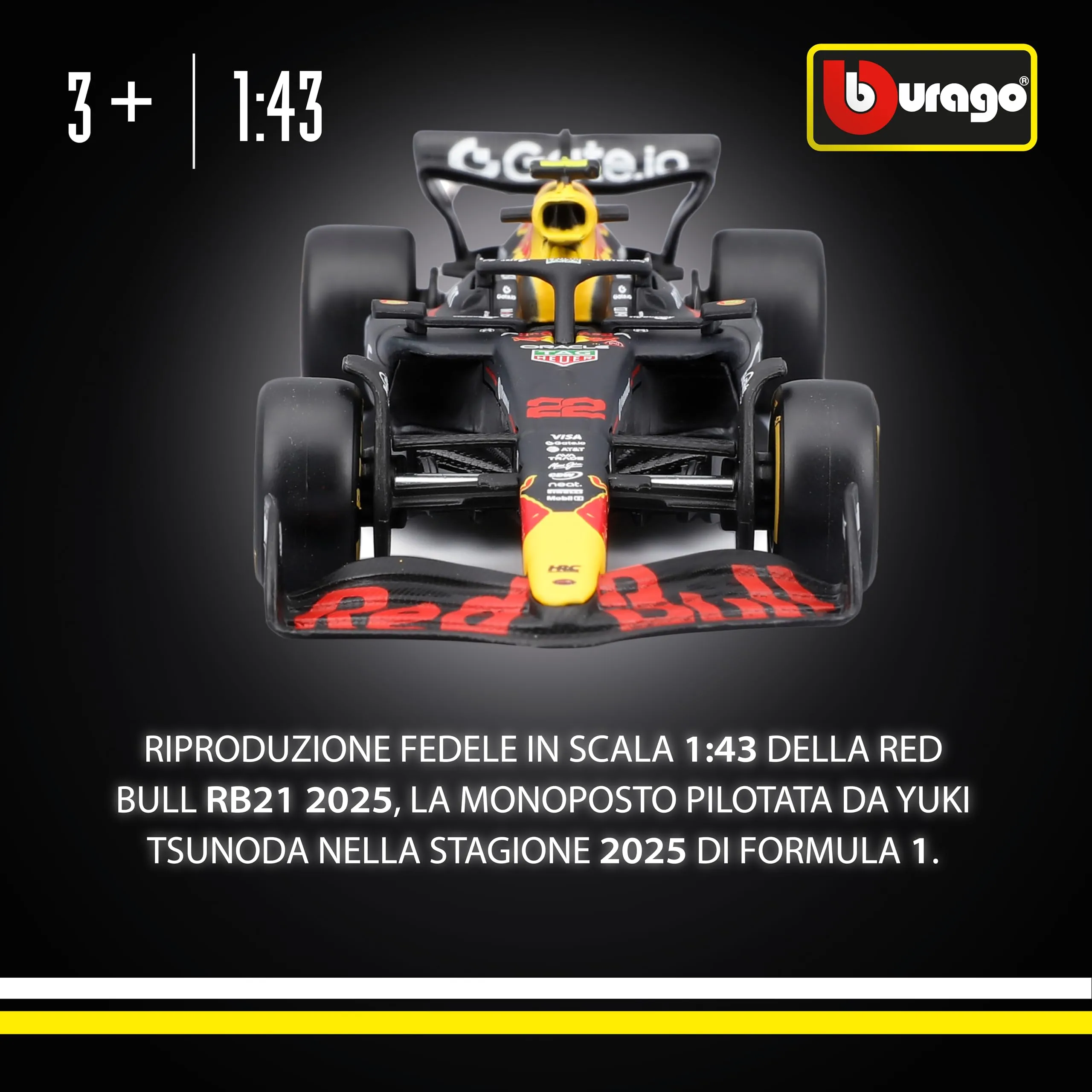 Bburago F1 Red Bull Racing RB21 2025 #22 Tsunoda 1:43 Diecast Model - immagine 2