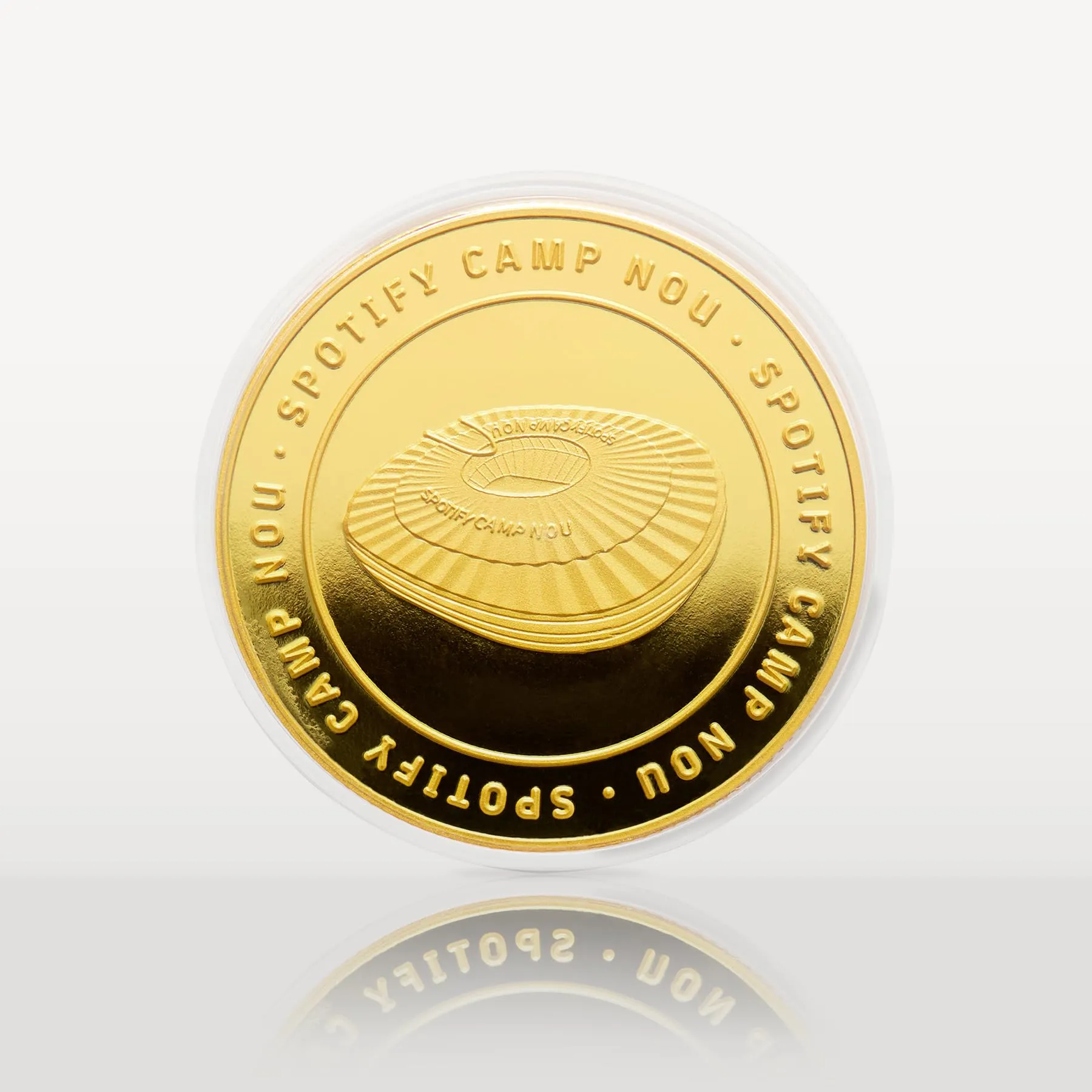 MOCIWORLD FC Barcelona 2025-26 Official Collector Coin, Gold Finish, 40mm, Spotify Camp Nou Stadium Engraving with Protective Capsule - immagine 2
