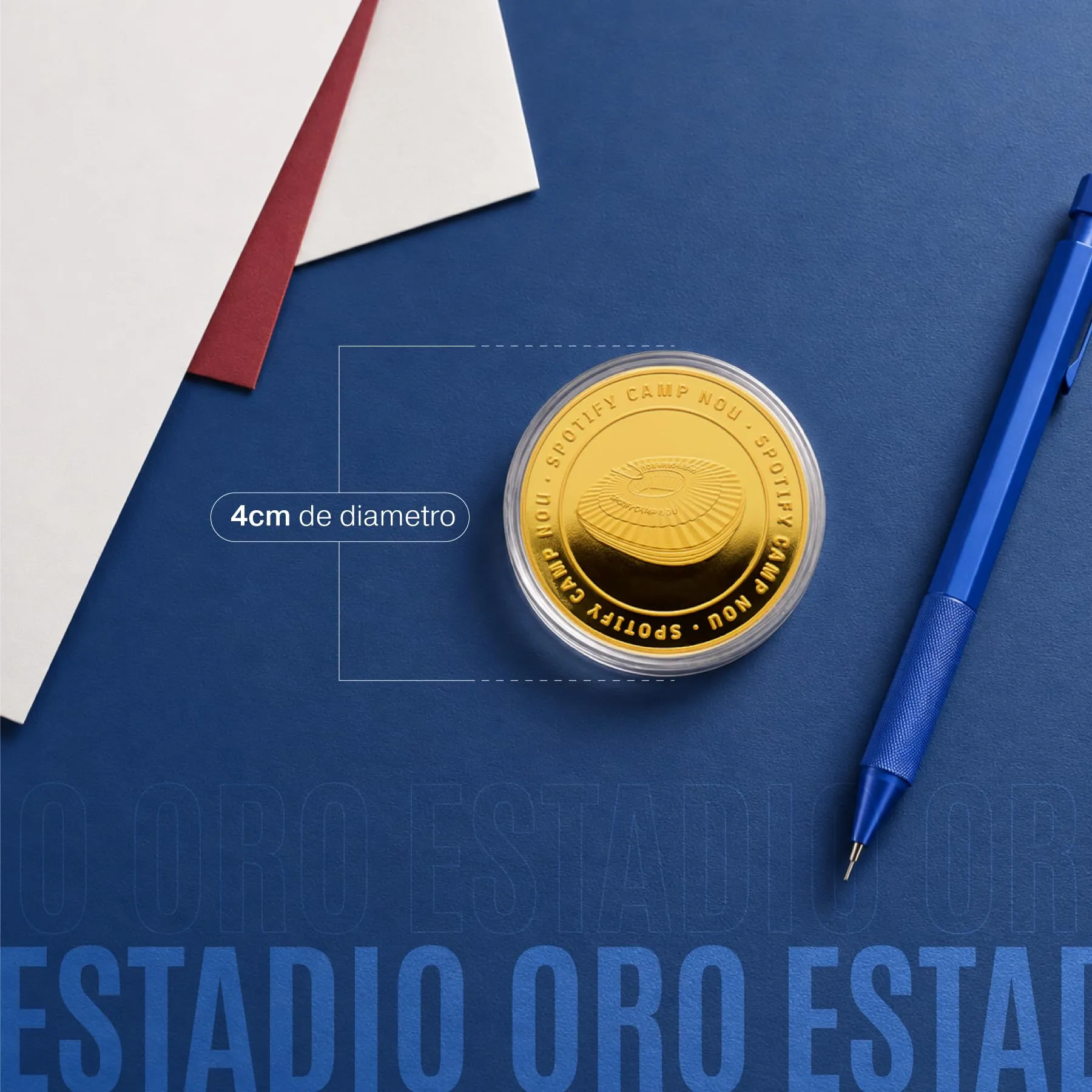 MOCIWORLD FC Barcelona 2025-26 Official Collector Coin, Gold Finish, 40mm, Spotify Camp Nou Stadium Engraving with Protective Capsule - immagine 4