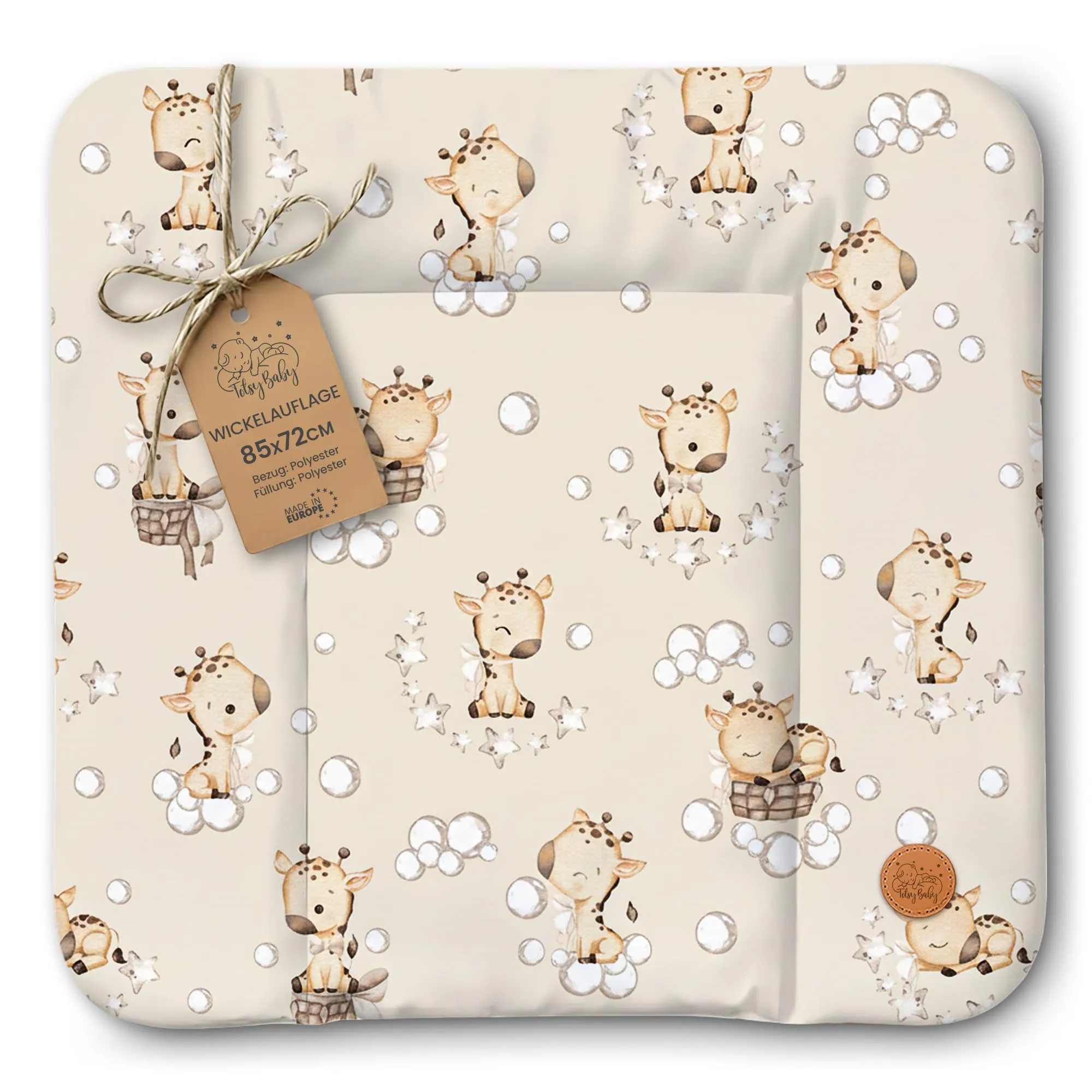 Totsy Baby Fasciatoio Neonato Portatile 85 x 72 cm, Impermeabile e Lavabile, Oeko-Tex, Giraffe - immagine 1