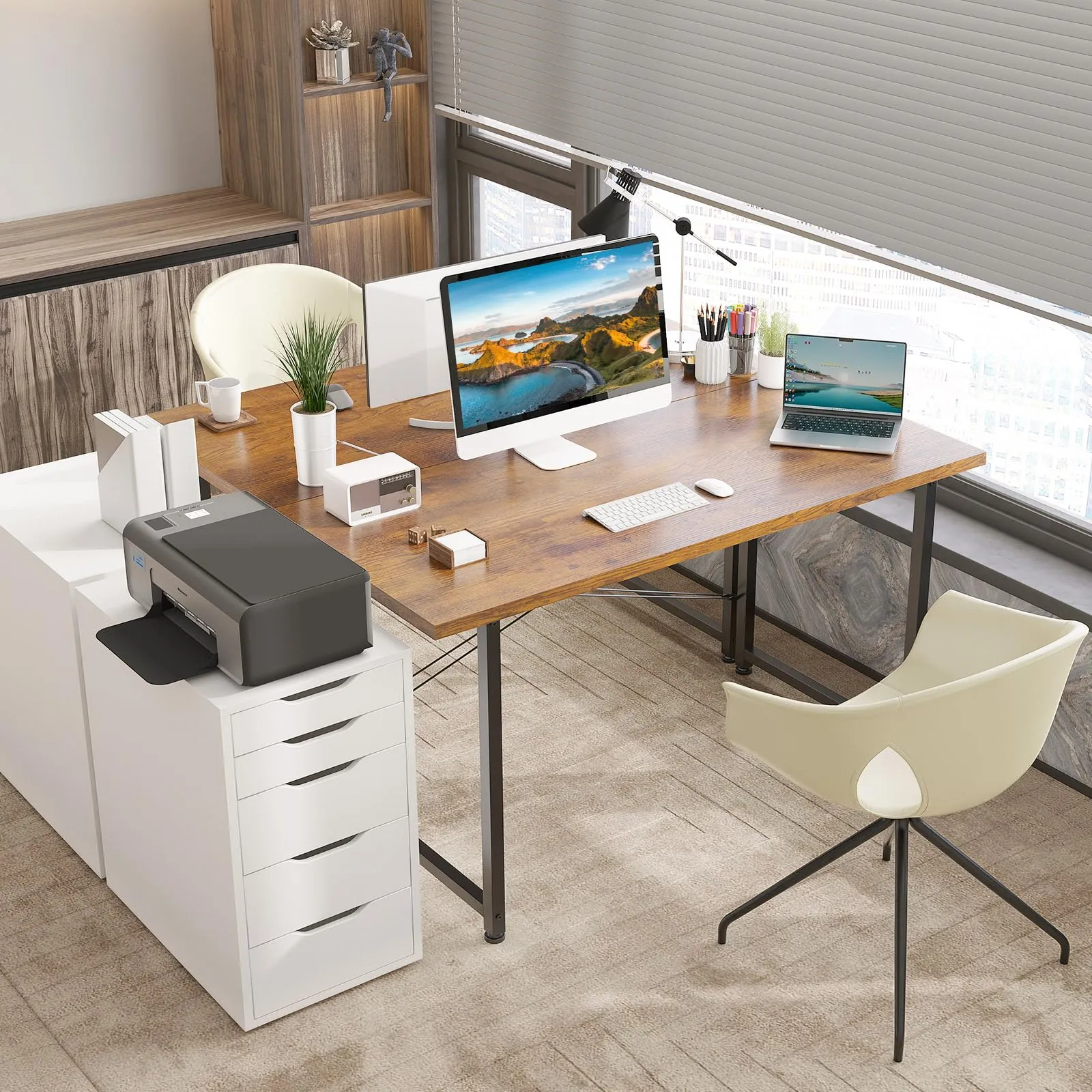 ODK Scrivania per Computer, 120 x 48 cm, Marrone - immagine 4