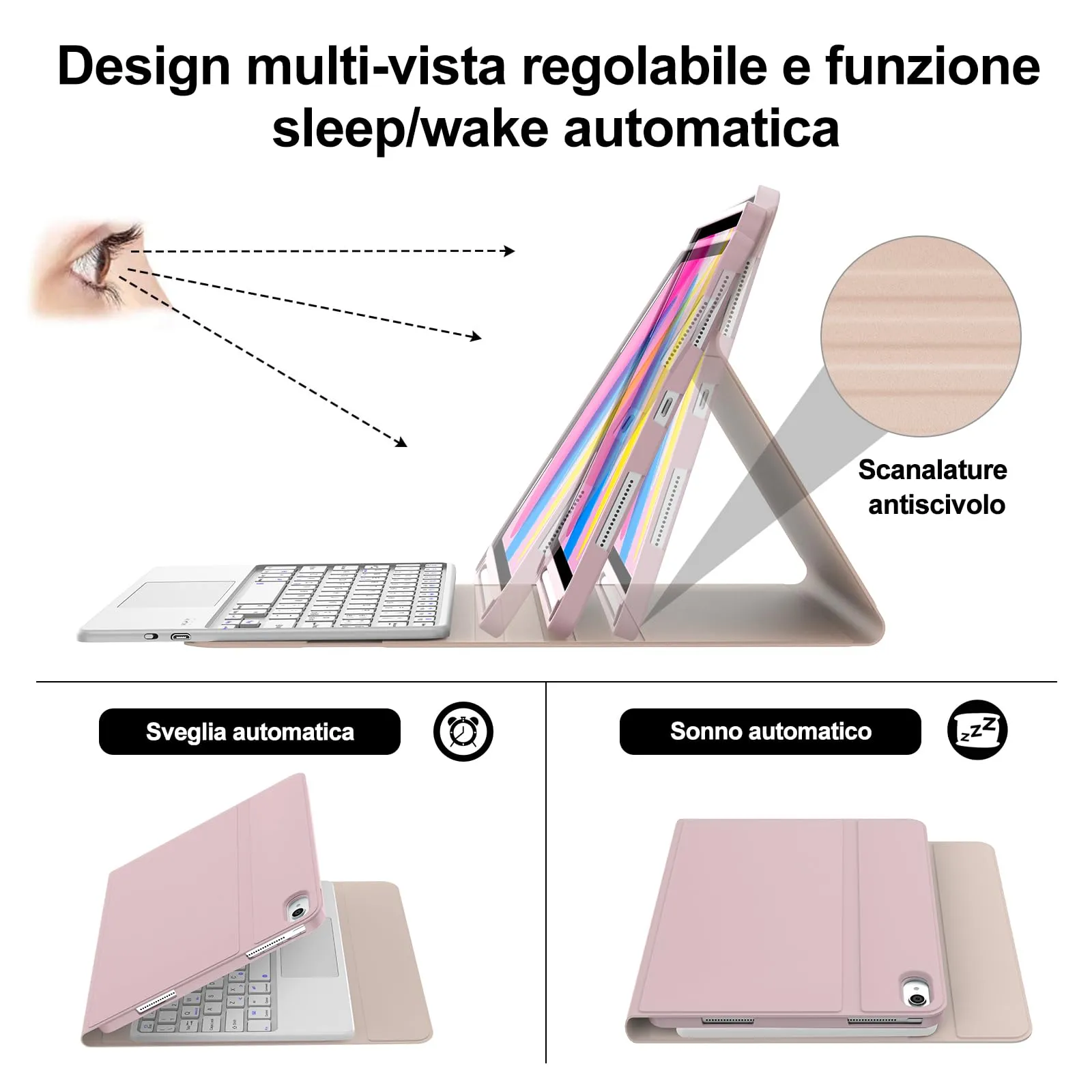 IVEOPPE Tastiera per iPad 11 Generazione 11" (2025) e 10 Generazione 10.9" (2022) Modello A16 - immagine 6