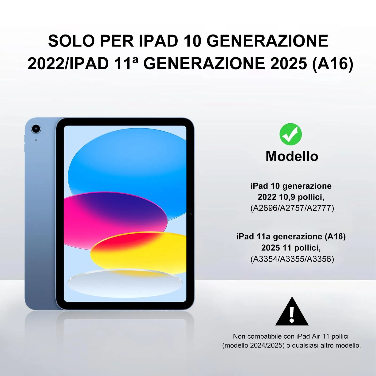 IVEOPPE Tastiera e Custodia per iPad 11ª Generazione 11" (2025) e 10ª Generazione 10.9" (2022) A16 - immagine 2
