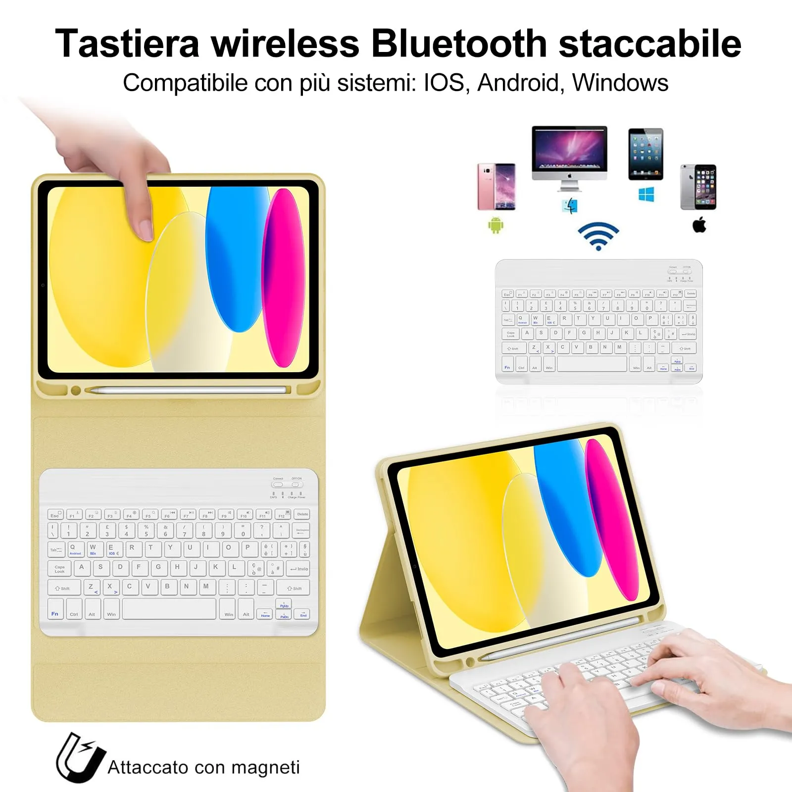 IVEOPPE Tastiera e Custodia per iPad 11ª Generazione 11" (2025) e 10ª Generazione 10.9" (2022) A16 - immagine 3