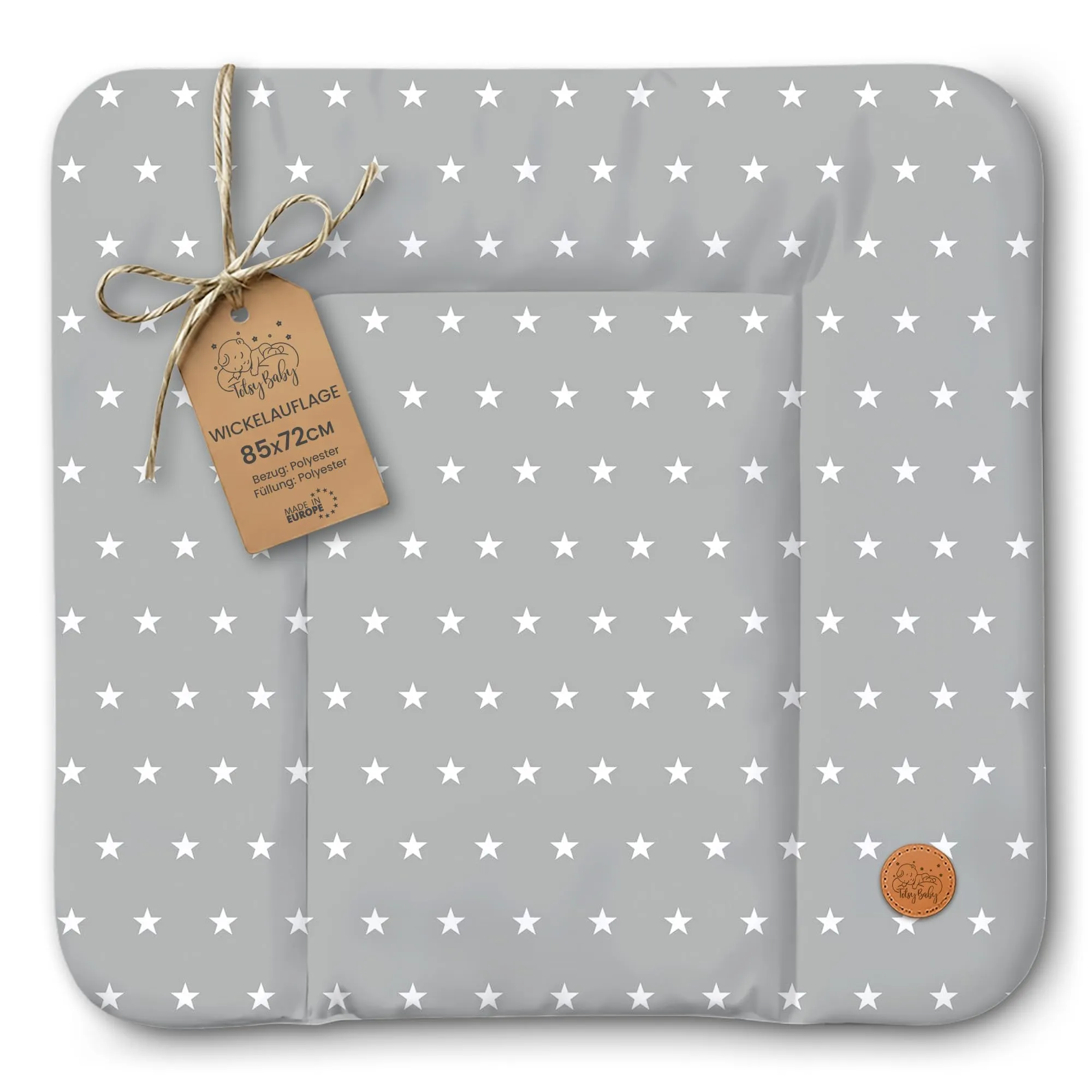 Totsy Baby Tappetino da fasciatoio impermeabile, Grigio con stelle, 85 x 72 cm - immagine 1
