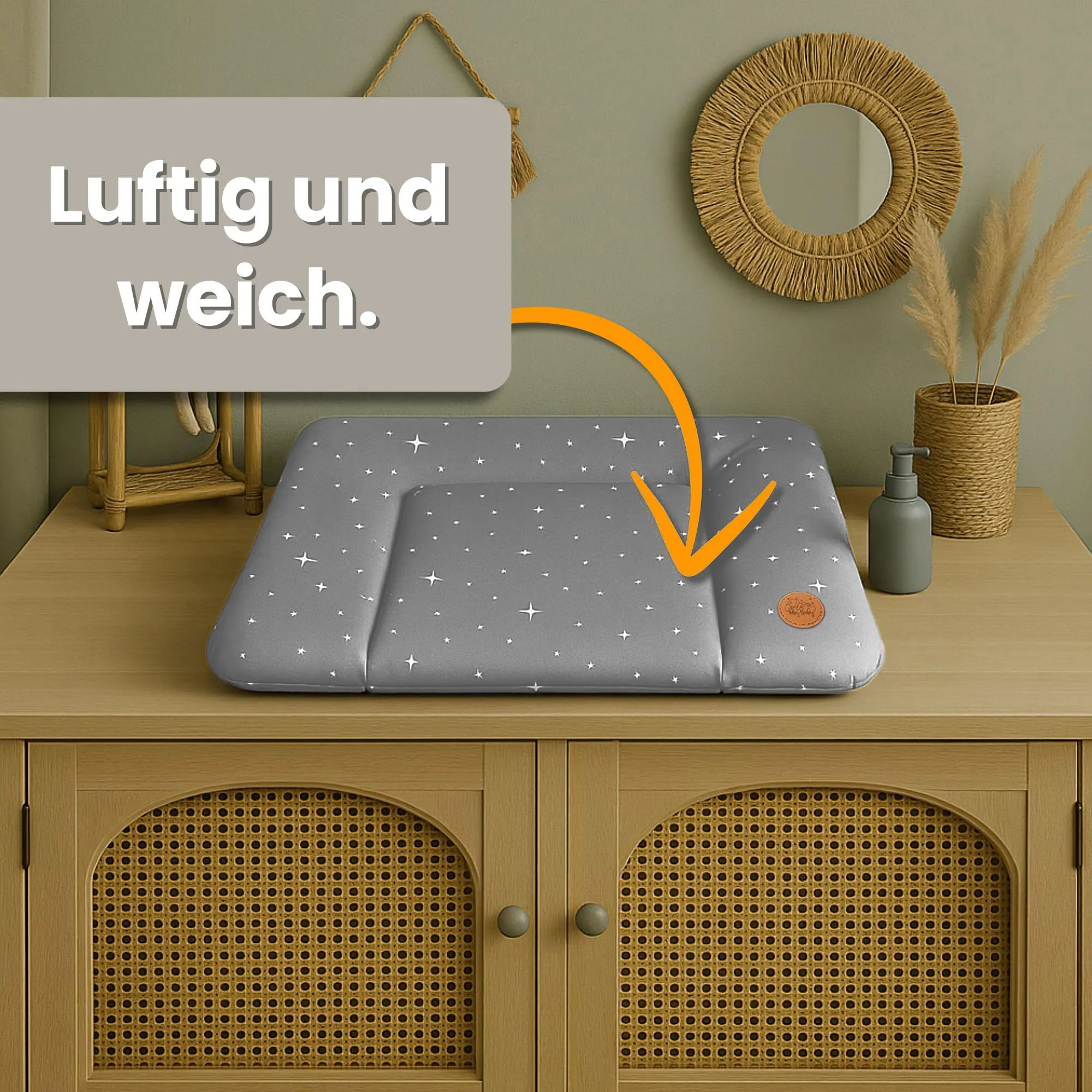 Totsy Baby Tappetino da fasciatoio impermeabile, Grigio con stelle, 85 x 72 cm - immagine 3