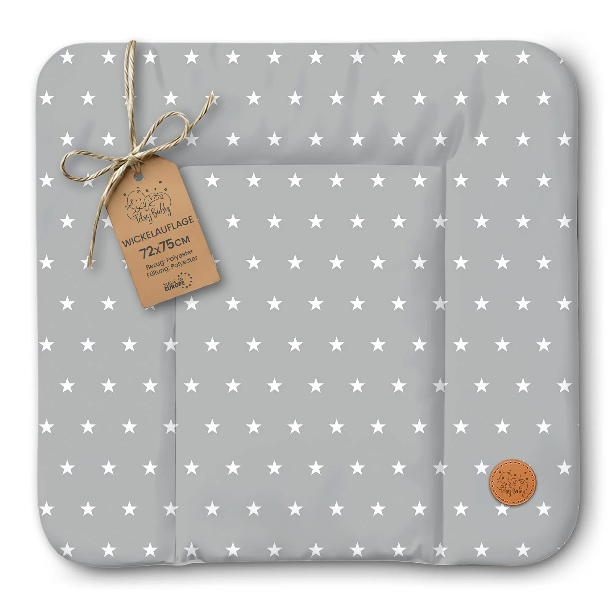 Totsy Baby Tappetino da Fasciatoio Impermeabile, 75 x 72 cm, Grigio con Stelle - immagine 1