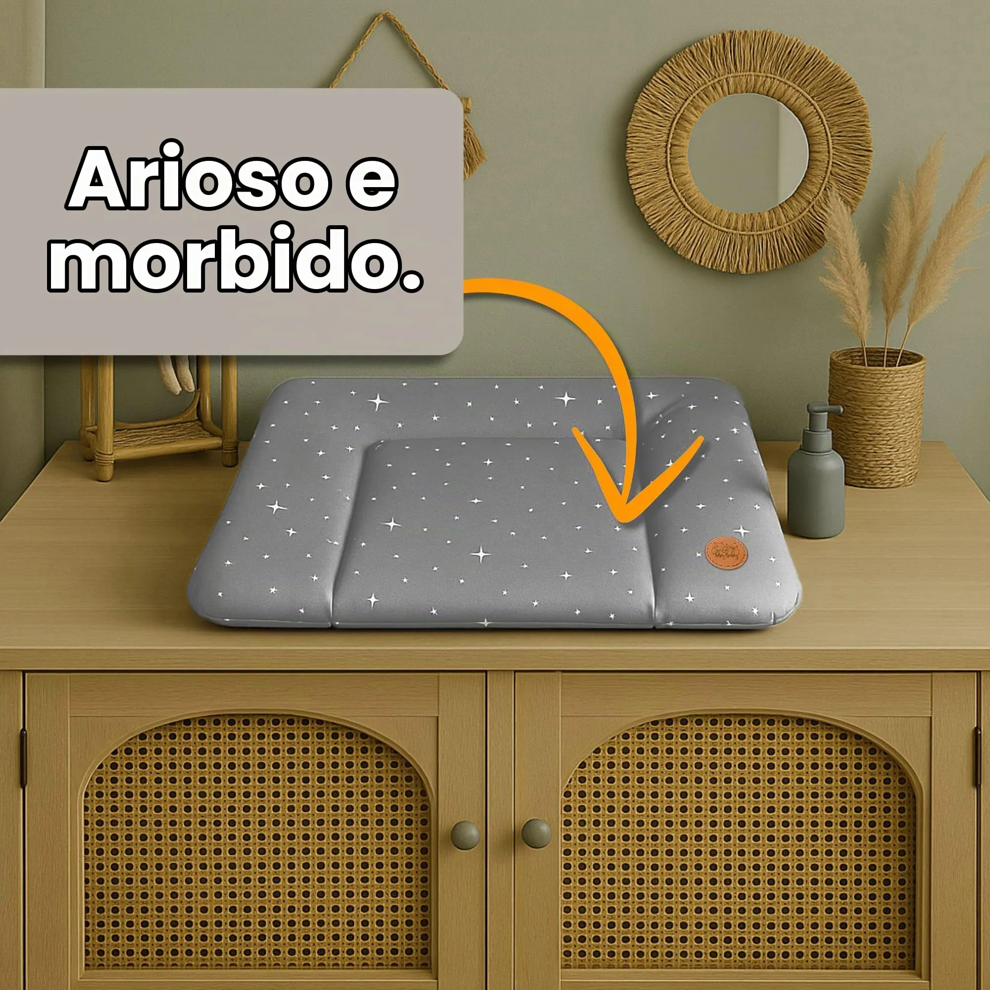 Totsy Baby Tappetino da Fasciatoio Impermeabile, 75 x 72 cm, Grigio con Stelle - immagine 3