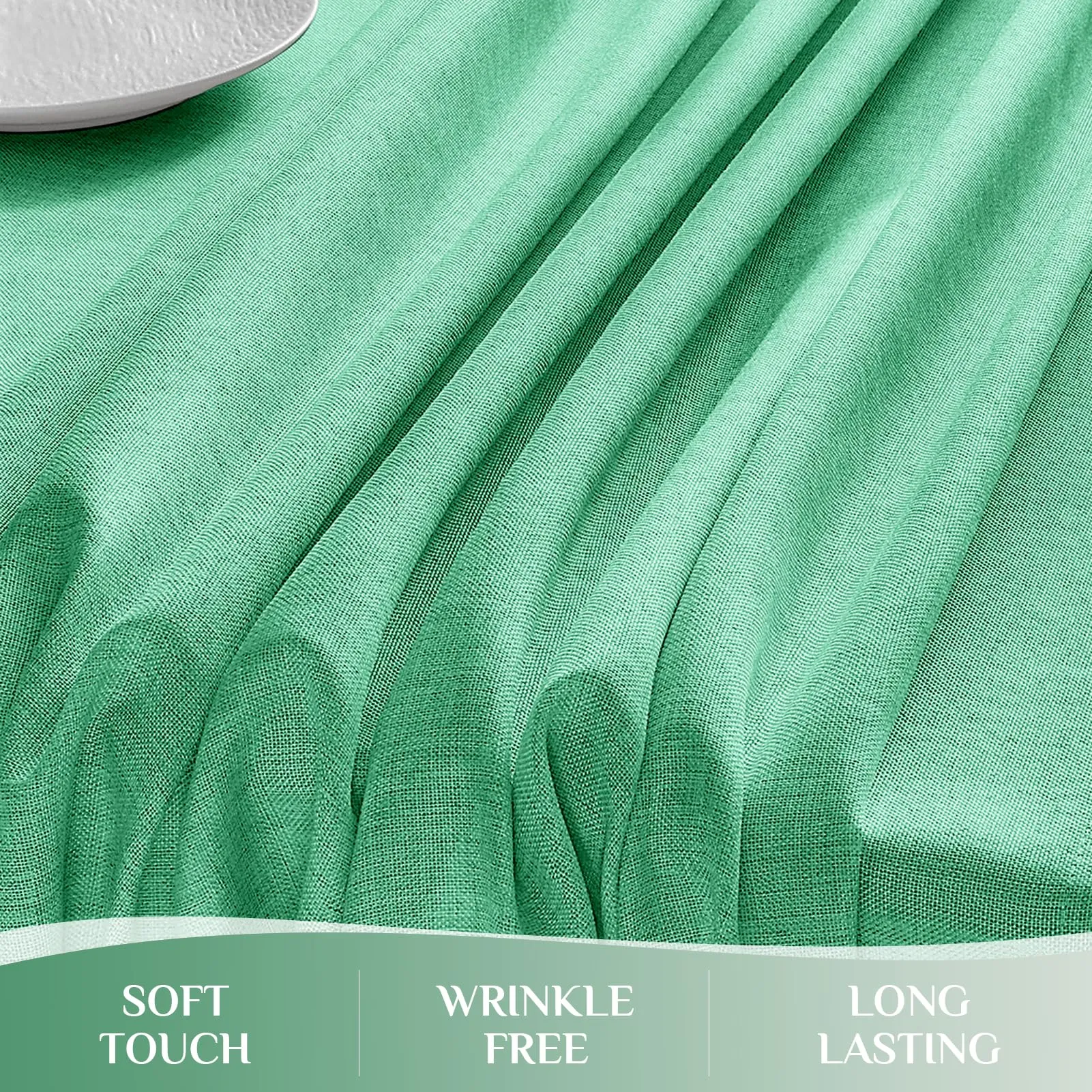 Softalker Tovaglia Rotonda Verde Bosco in Finto Lino, Antimacchia e Idrorepellente, 120 cm di Diametro - immagine 4