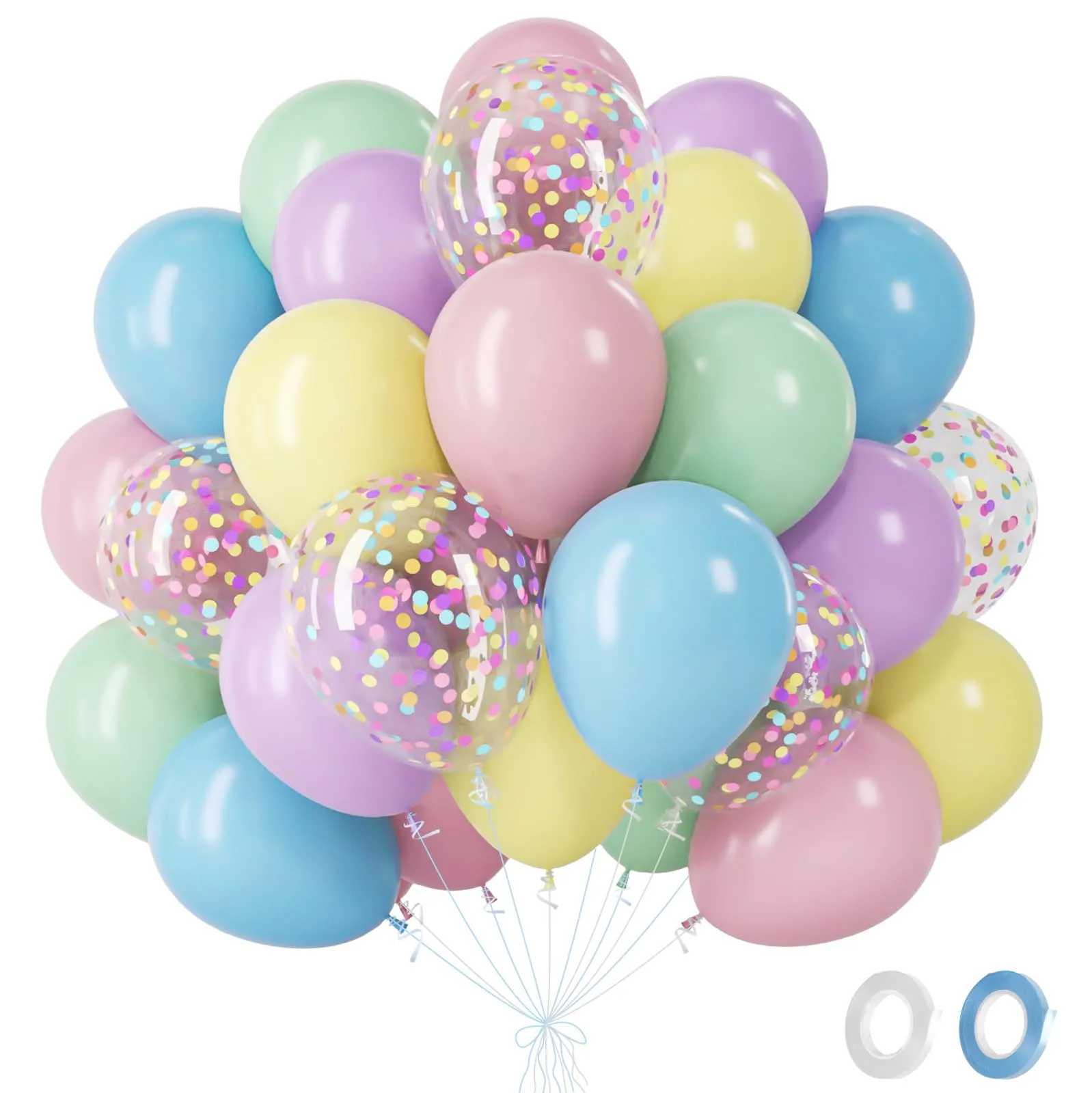 fairymaiden Pacchetto di 60 Palloncini Macaron e Confetti, 12 Pollici - immagine 1