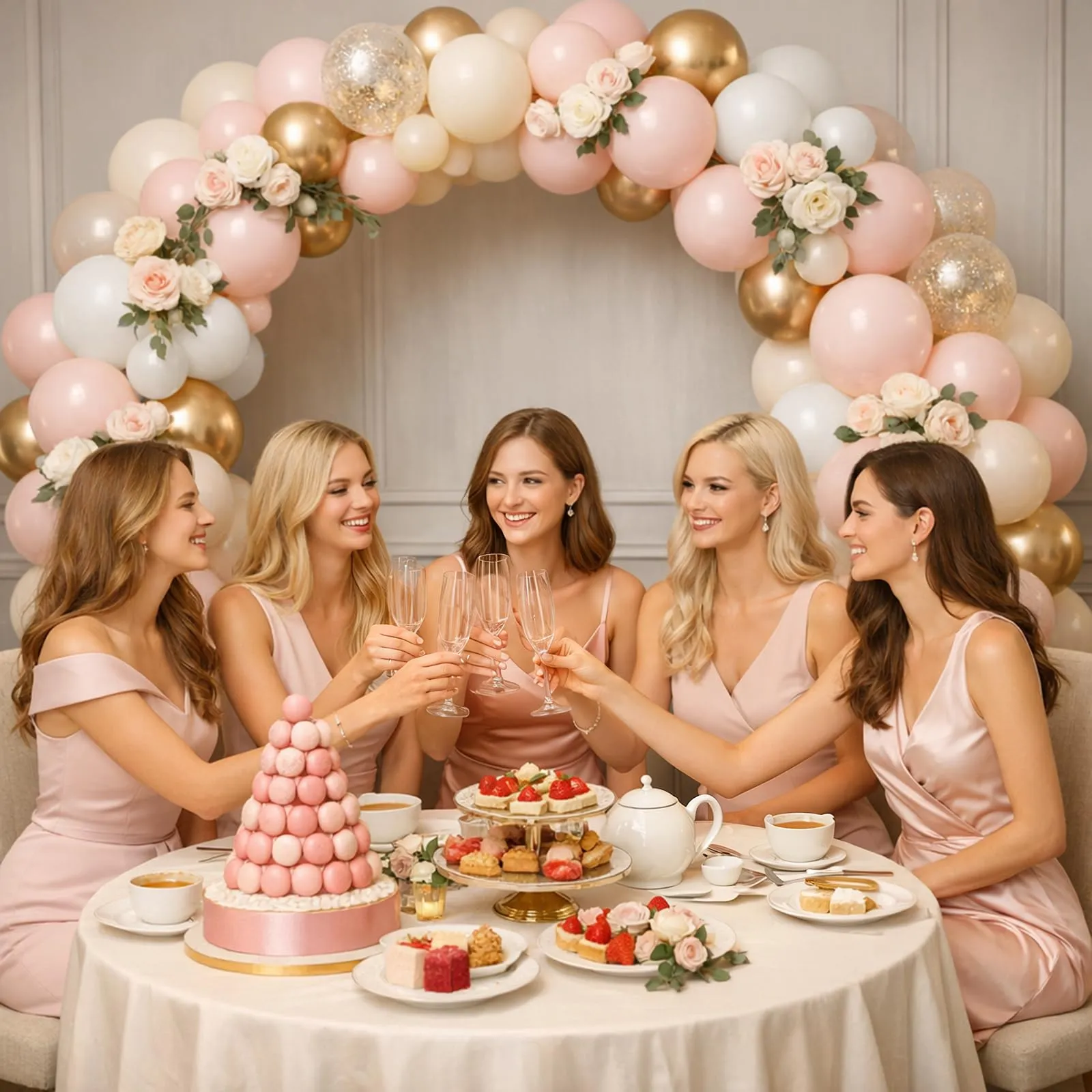 Fairymaiden Palloncini Rosa, Bianchi, Beige e Dorati, 60 Pezzi, 12 Pollici - immagine 3