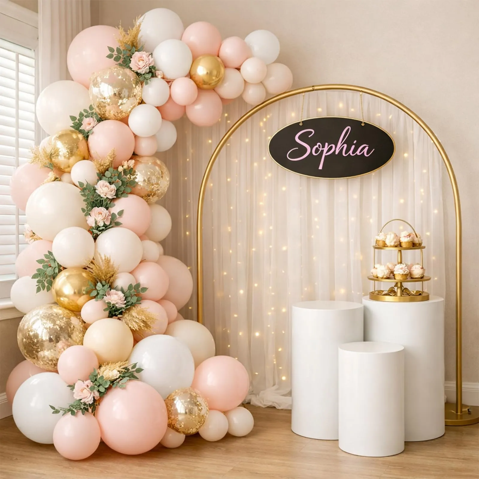 Fairymaiden Palloncini Rosa, Bianchi, Beige e Dorati, 60 Pezzi, 12 Pollici - immagine 5