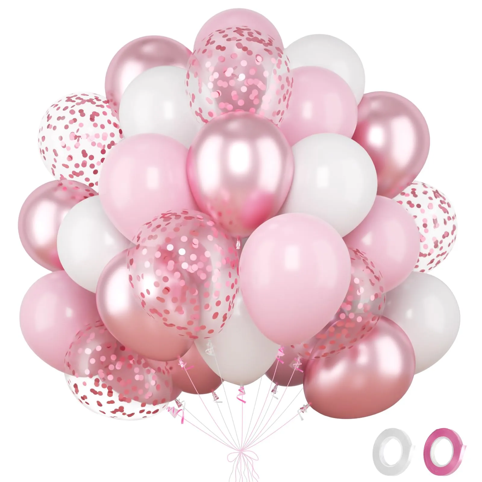 Fairymaiden Palloncini Rosa e Bianchi, 60 Pezzi, 12 Pollici - immagine 1