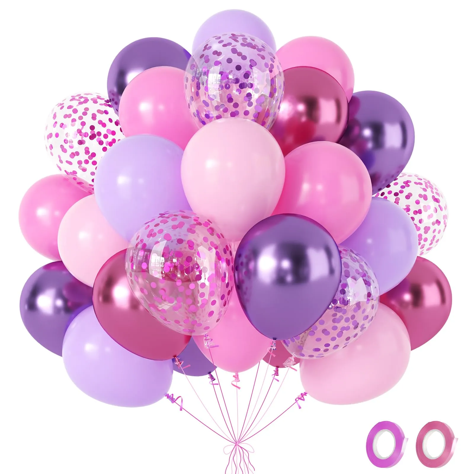 Fairymaiden Palloncini Rosa e Viola, 60 Pezzi, 12 Pollici - immagine 1