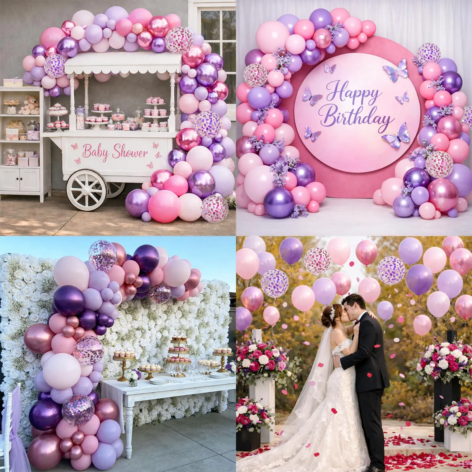 Fairymaiden Palloncini Rosa e Viola, 60 Pezzi, 12 Pollici - immagine 7