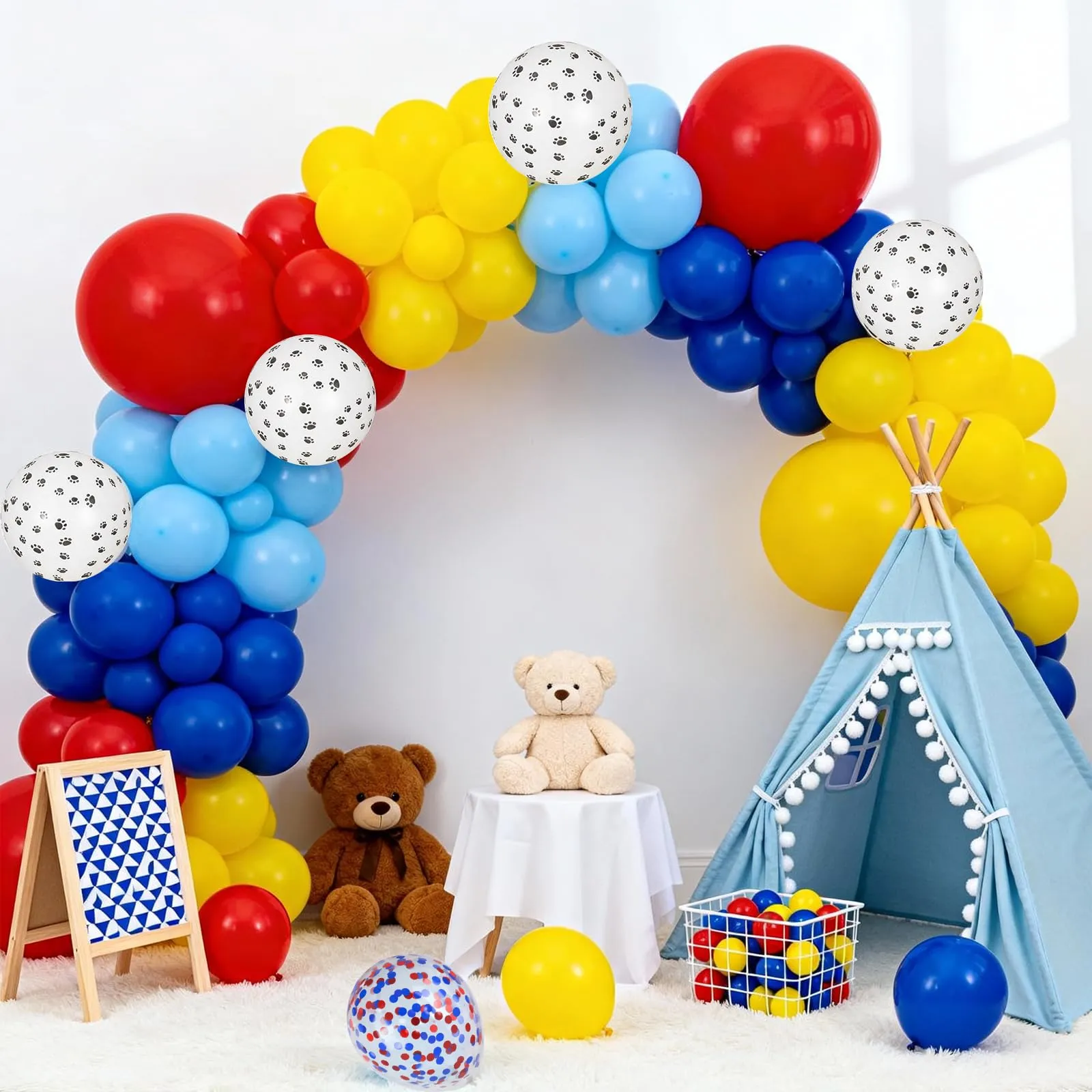 Fairymaiden Palloncini Zampa di Cane, 60 Pezzi Rossi Blu Gialli, 12 Pollici - immagine 7