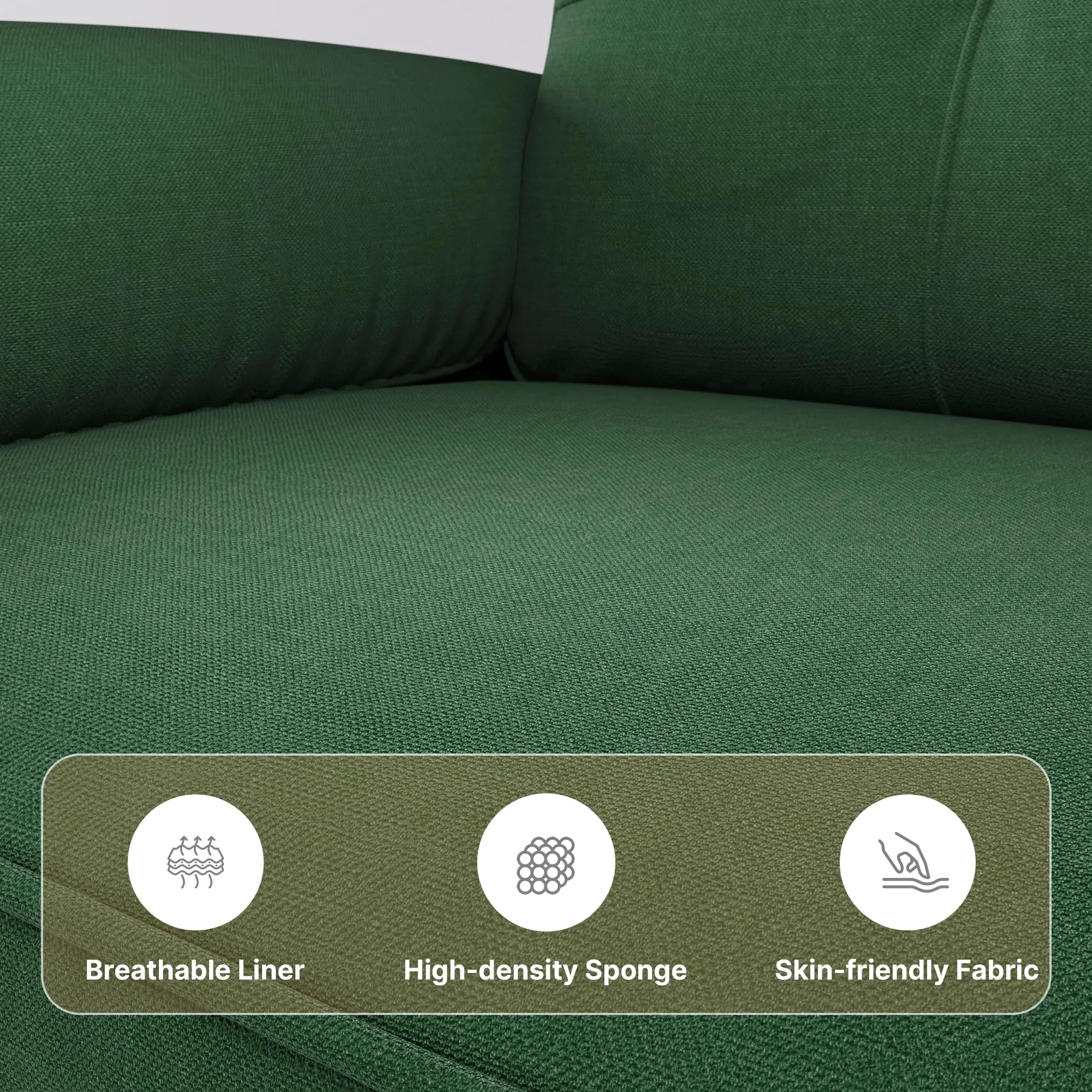 Xbro Divano a 2 Posti con Braccioli e Tasche Laterali, Tessuto, 145 x 77 x 77 cm, Verde - immagine 8