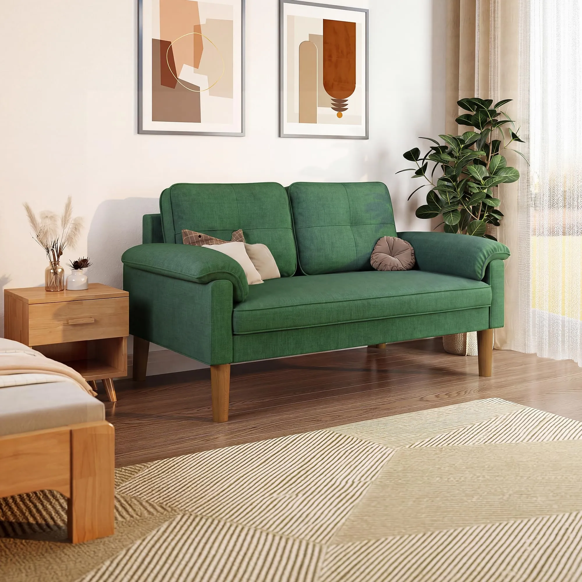 Xbro Divano a 2 Posti con Braccioli e Tasche Laterali, Tessuto, 145 x 77 x 77 cm, Verde - immagine 9
