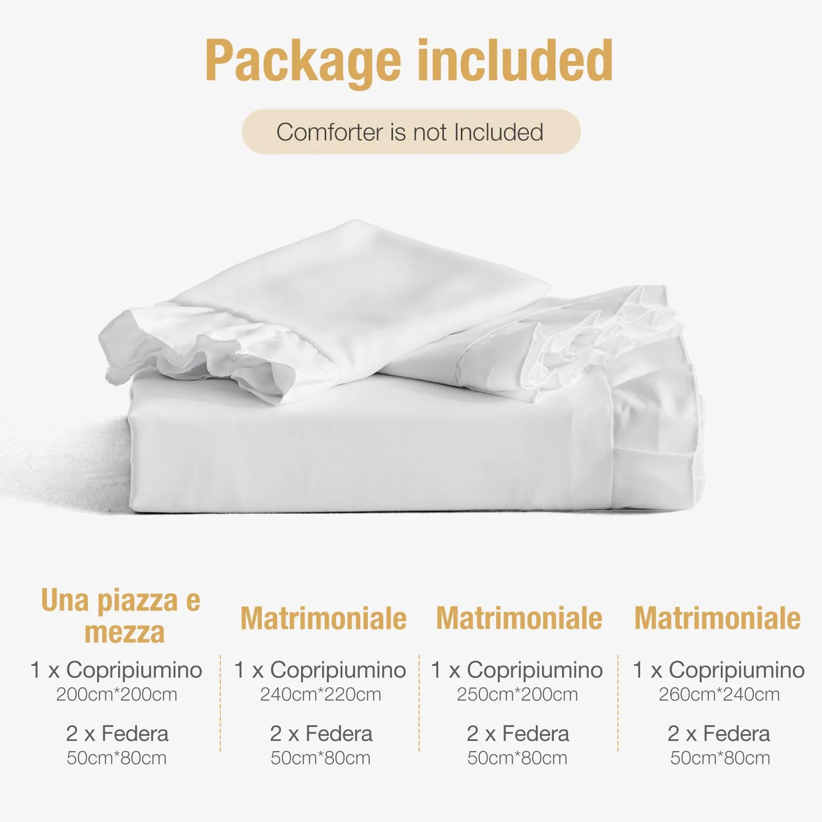 Tokokimo Set Copripiumino Matrimoniale 3 Pezzi in Microfibra con Volant, 240x220cm, Bianco - immagine 7