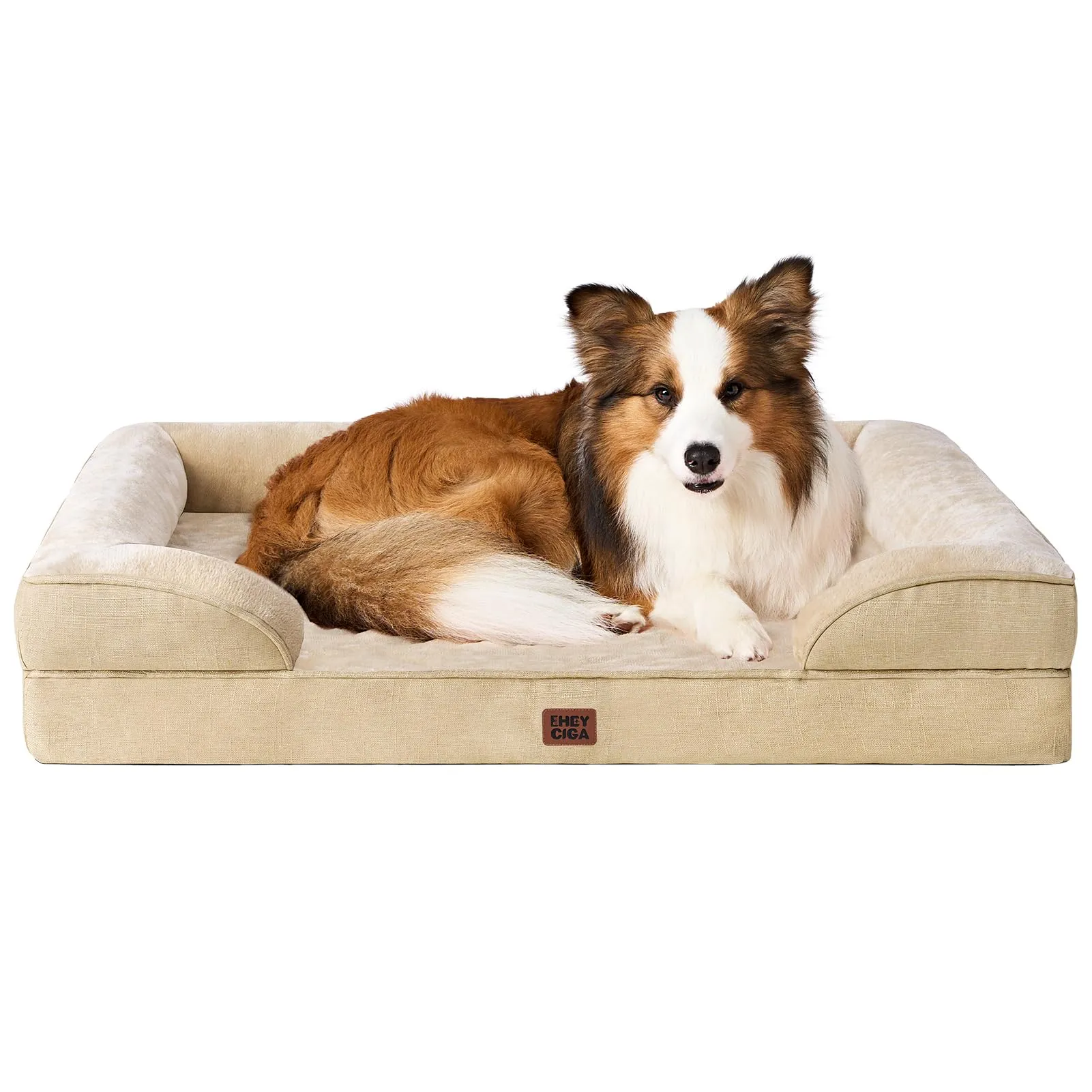 EHEYCIGA Divano per cani, marrone chiaro, LP (104 x 68 x 16 cm) - immagine 1