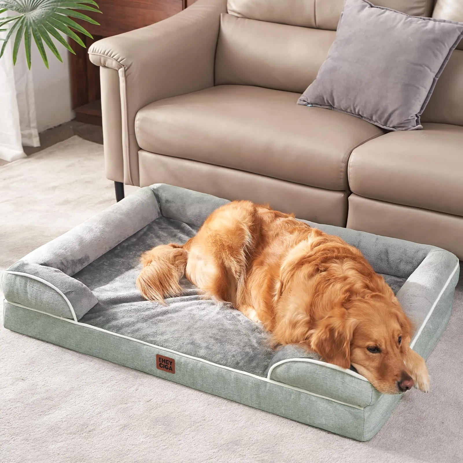 EHEYCIGA Cuccia Cane Interno Taglia XL, 122x89x20cm, Verde - immagine 8