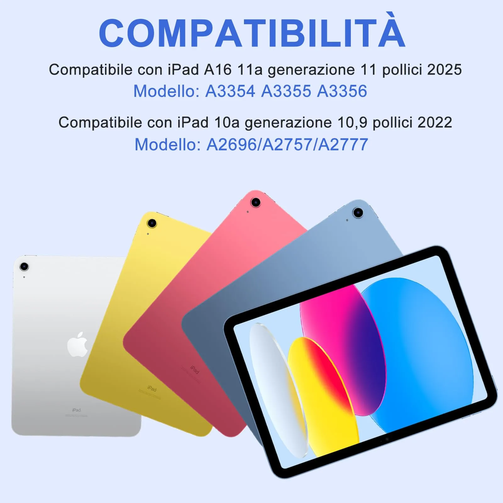 TQQ Tastiera per iPad 10ª/11ª Generazione (10.9/11 pollici), Trackpad di Precisione, Retroilluminazione RGB, Blu Oceano - immagine 2