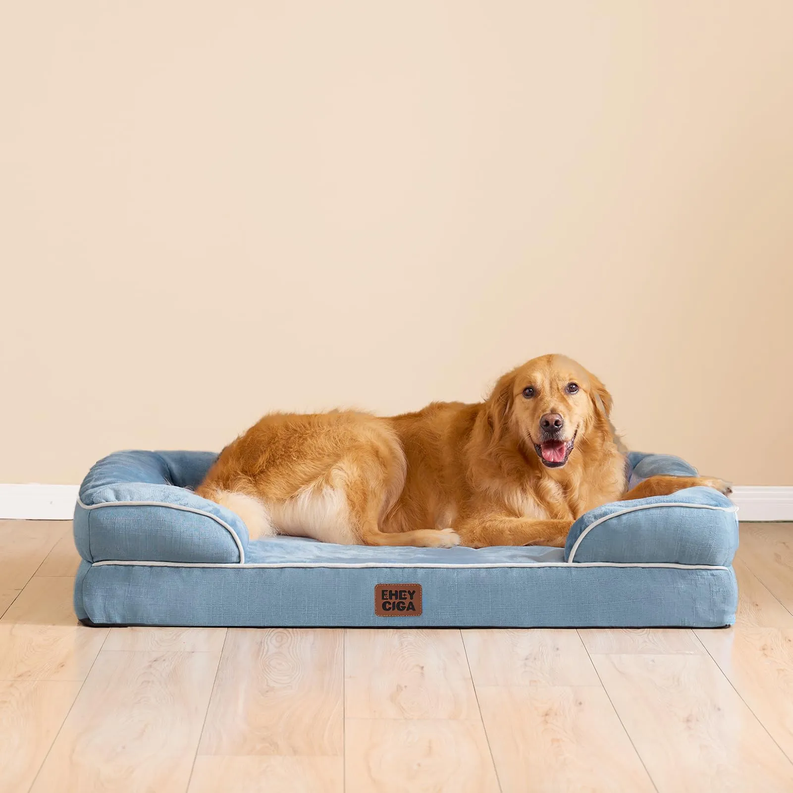 EHEYCIGA Cuccia Cane Interno Taglia XL, Letto Ortopedico Impermeabile e Lavabile con Tre Lati Rialzati, Blu, 122x89x20cm - immagine 8