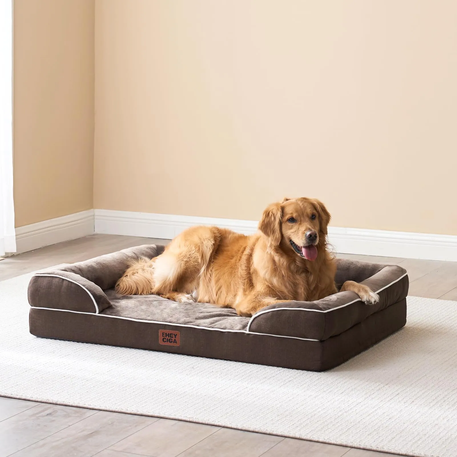 EHEYCIGA Cuccia Cane Interno Taglia XL, 122x89x20cm, Marrone - immagine 8