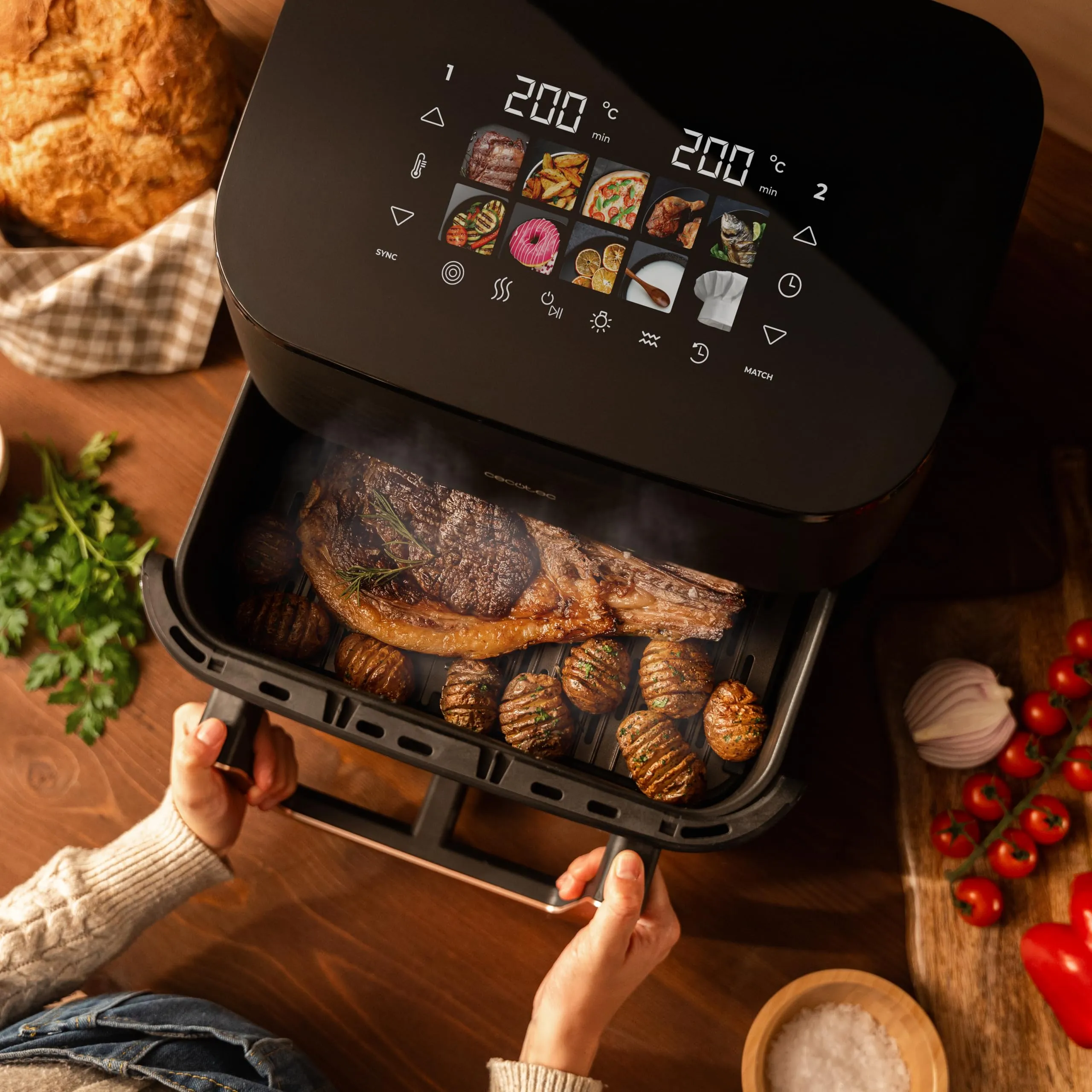 Cecotec Cecofry&Grill Smokin' 11000 Plus Friggitrice ad Aria con Grill e Affumicatore, 11L, 2900 W - immagine 6
