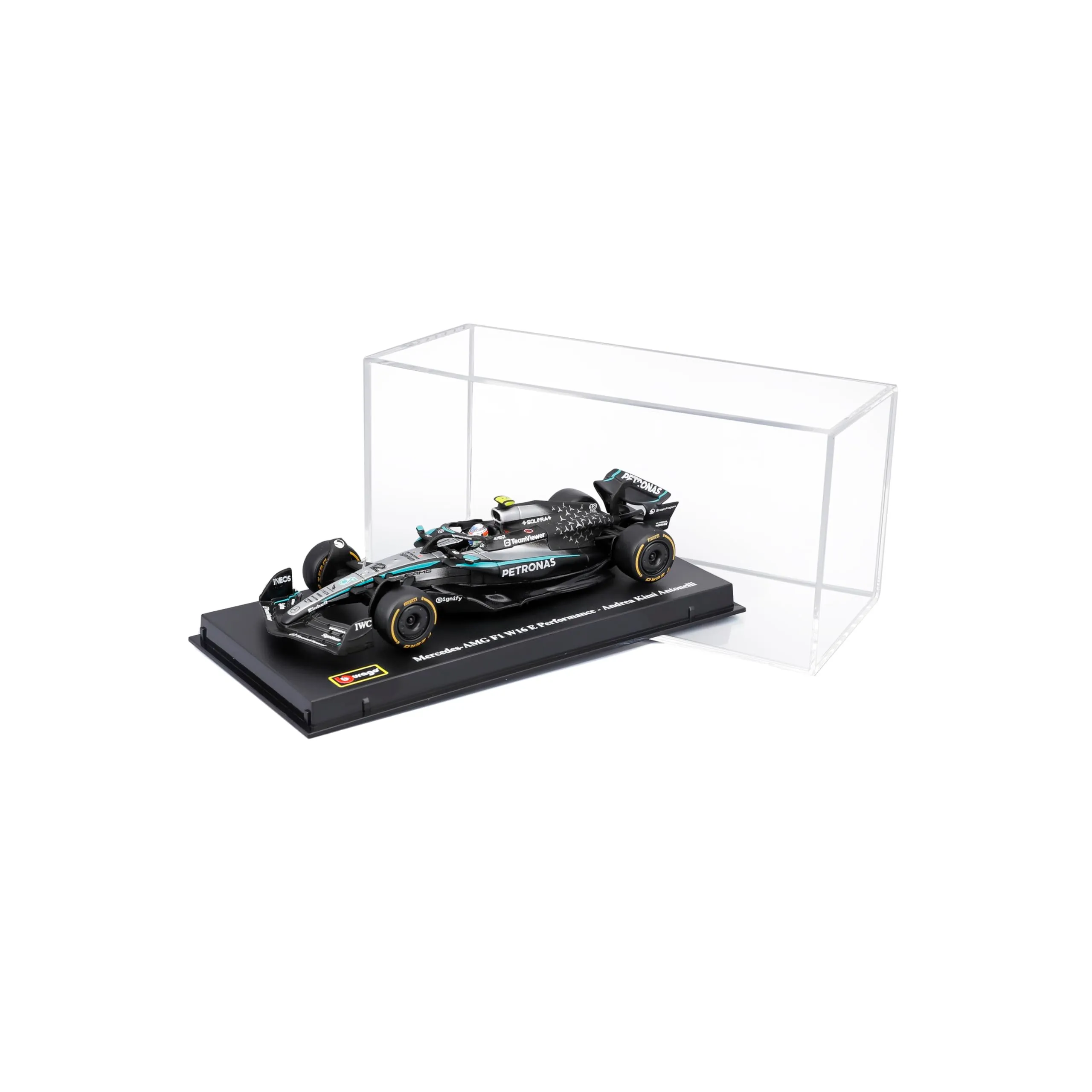 Bburago Mercedes-AMG W16 2025 #12 Antonelli 1:43 Diecast Model with Display Case - immagine 3
