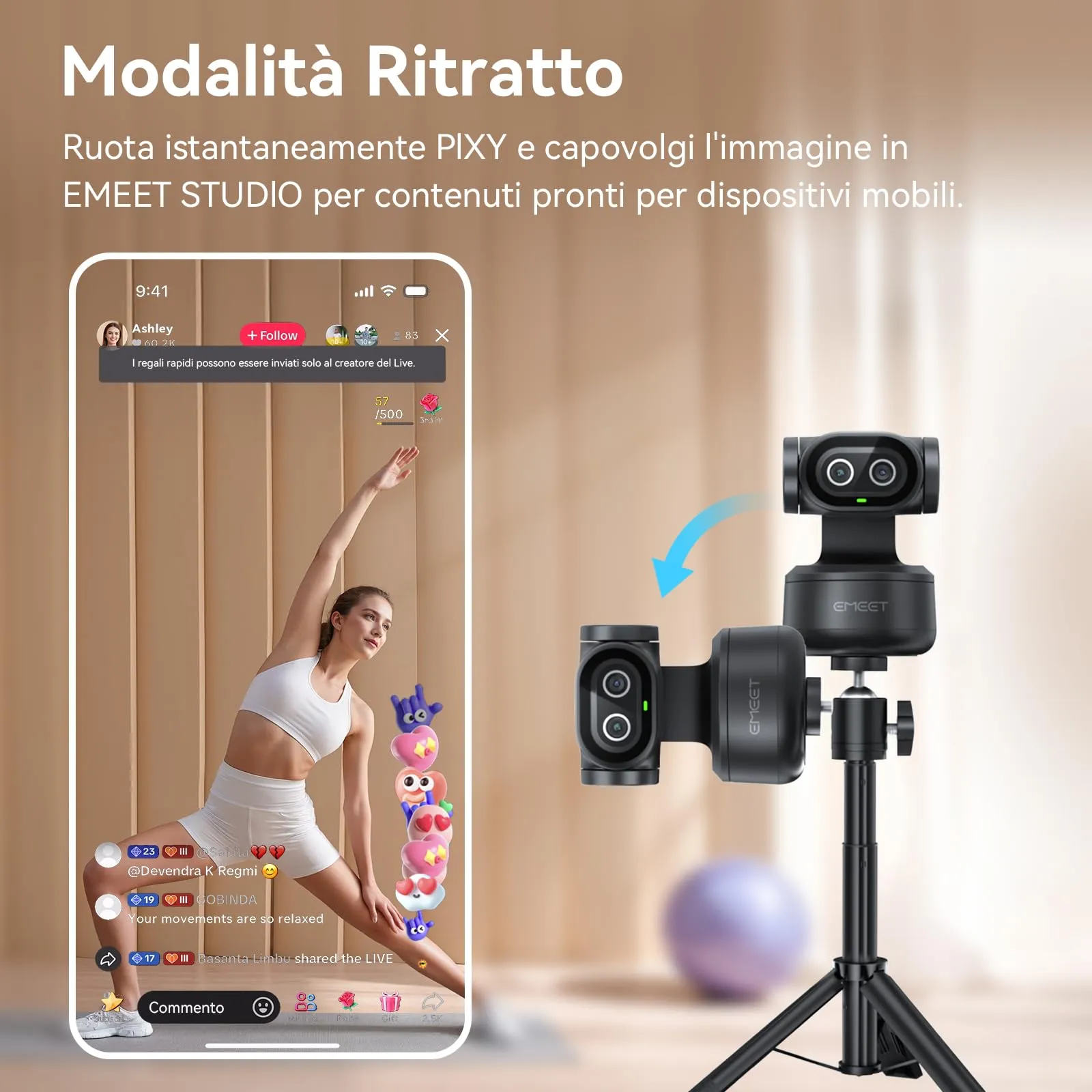 EMEET PIXY Doppia Webcam PTZ 4K con Treppiede, Tracking AI, PDAF, Sensore Sony 1/2,55", 3 Mic e Preimpostazioni - immagine 11