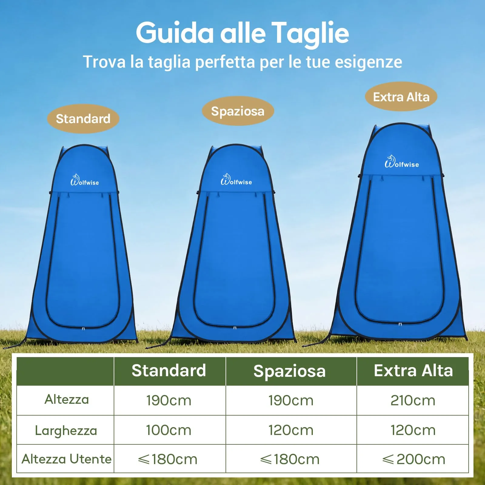 Wolfwise Tenda Doccia Campeggio Pop-Up, Spogliatoio Portatile e Pieghevole - immagine 2