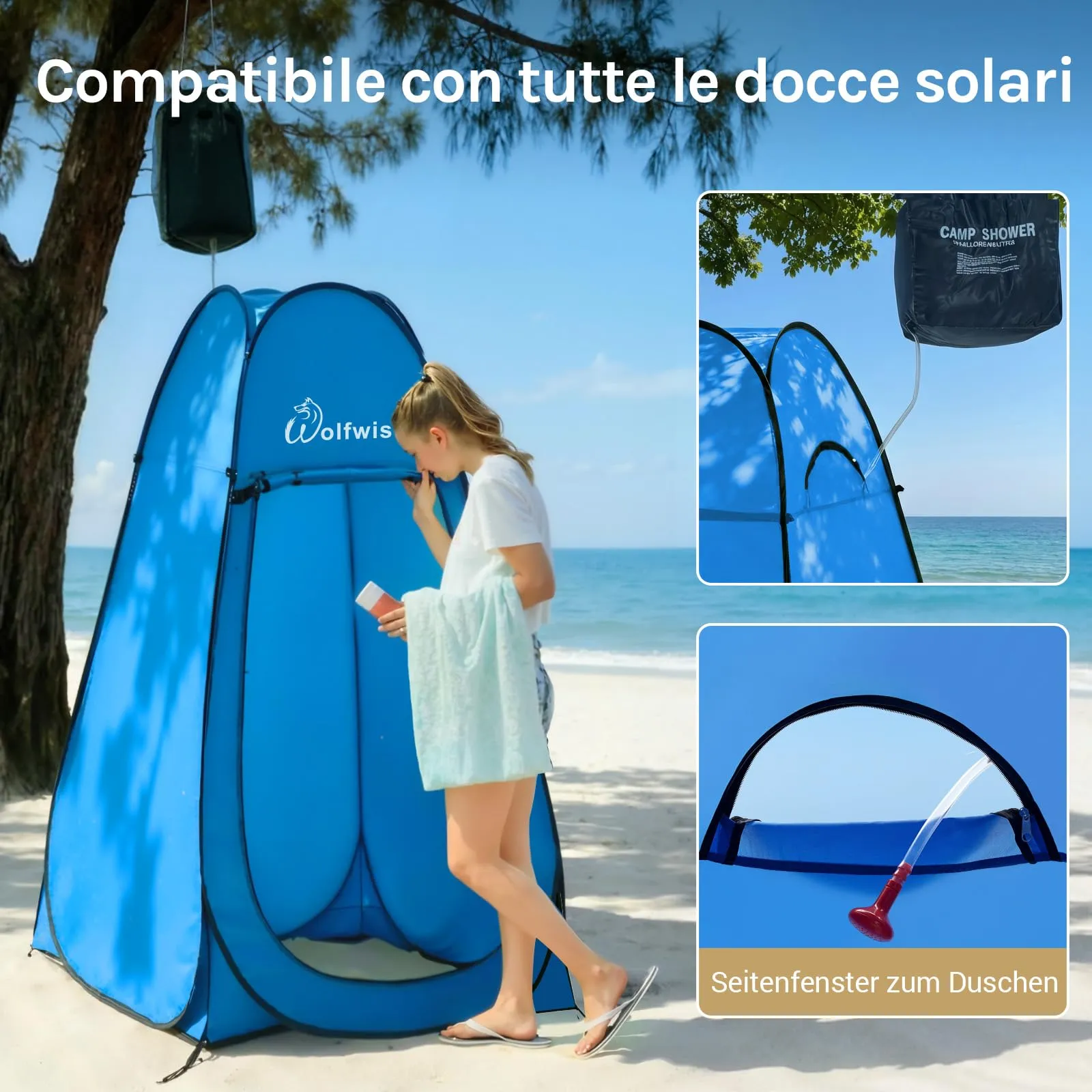 Wolfwise Tenda Doccia Campeggio Pop-Up, Spogliatoio Portatile e Pieghevole - immagine 4