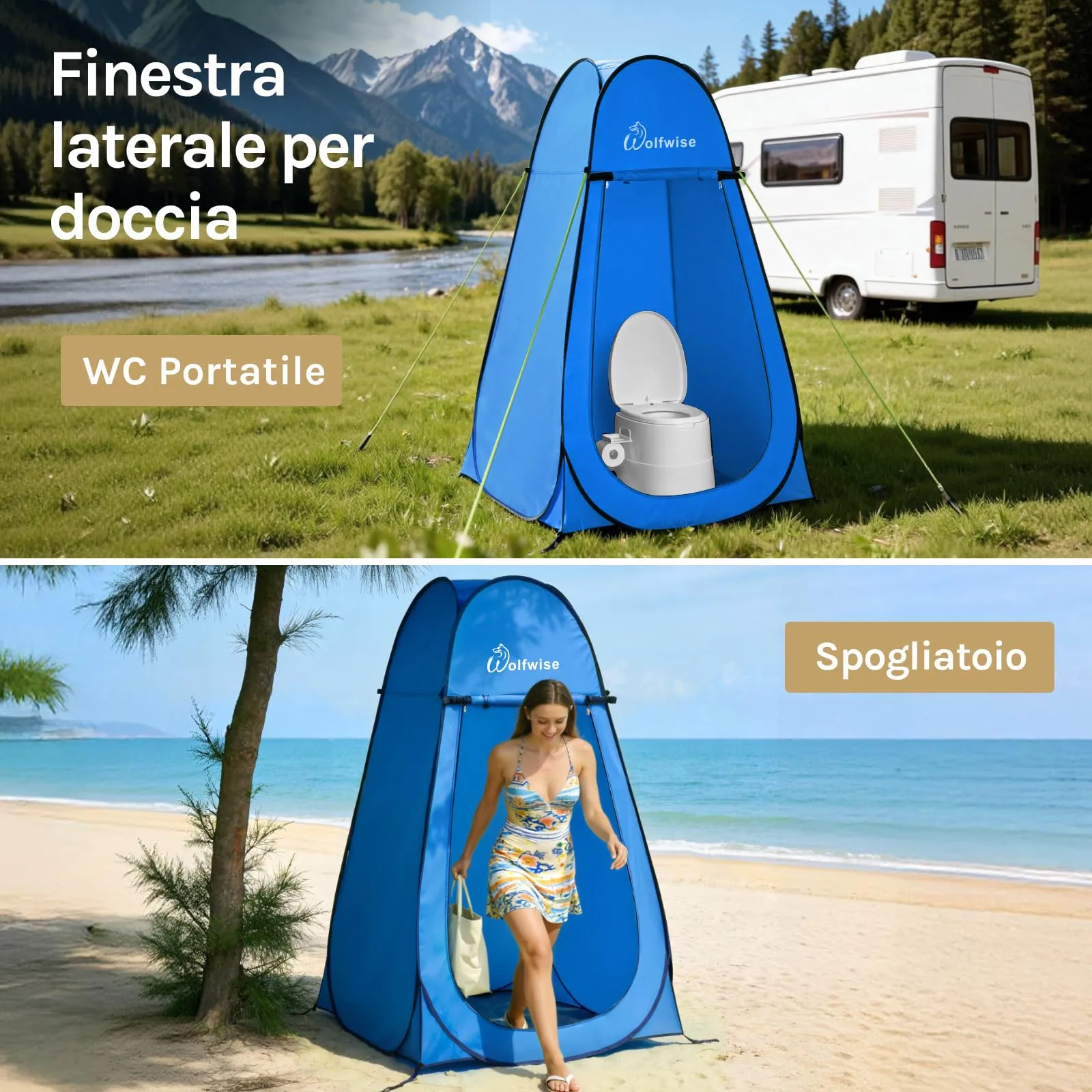 Wolfwise Tenda Doccia Campeggio Pop-Up, Spogliatoio Portatile e Pieghevole - immagine 5