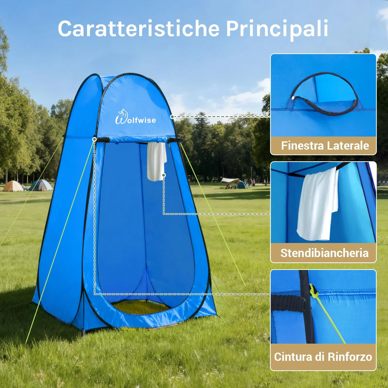 Wolfwise Tenda Doccia Campeggio Pop-Up, Spogliatoio Portatile e Pieghevole - immagine 7
