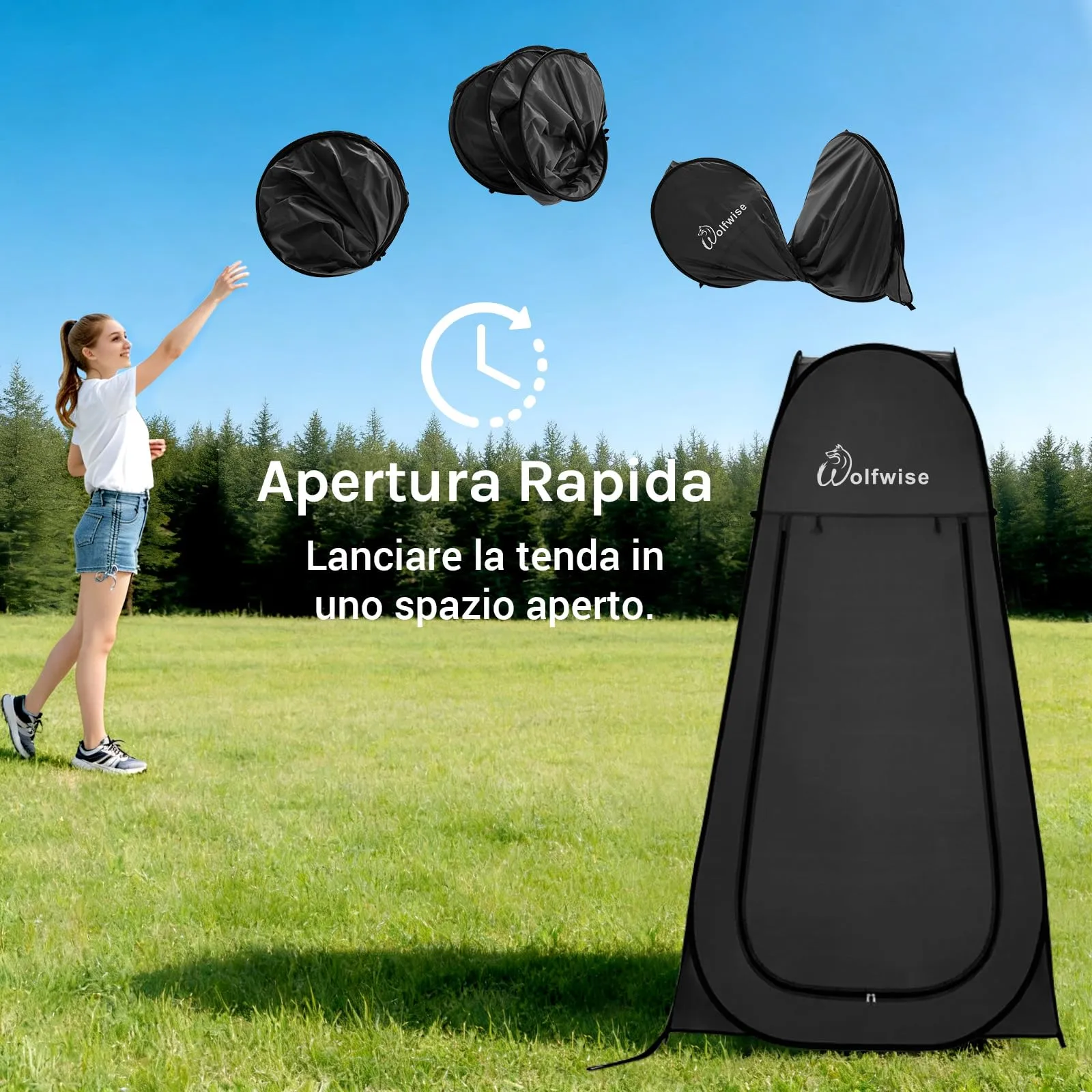 Wolfwise Tenda Doccia Campeggio Pop-Up, Spogliatoio Portatile e Pieghevole (100x100x190 cm) - immagine 8
