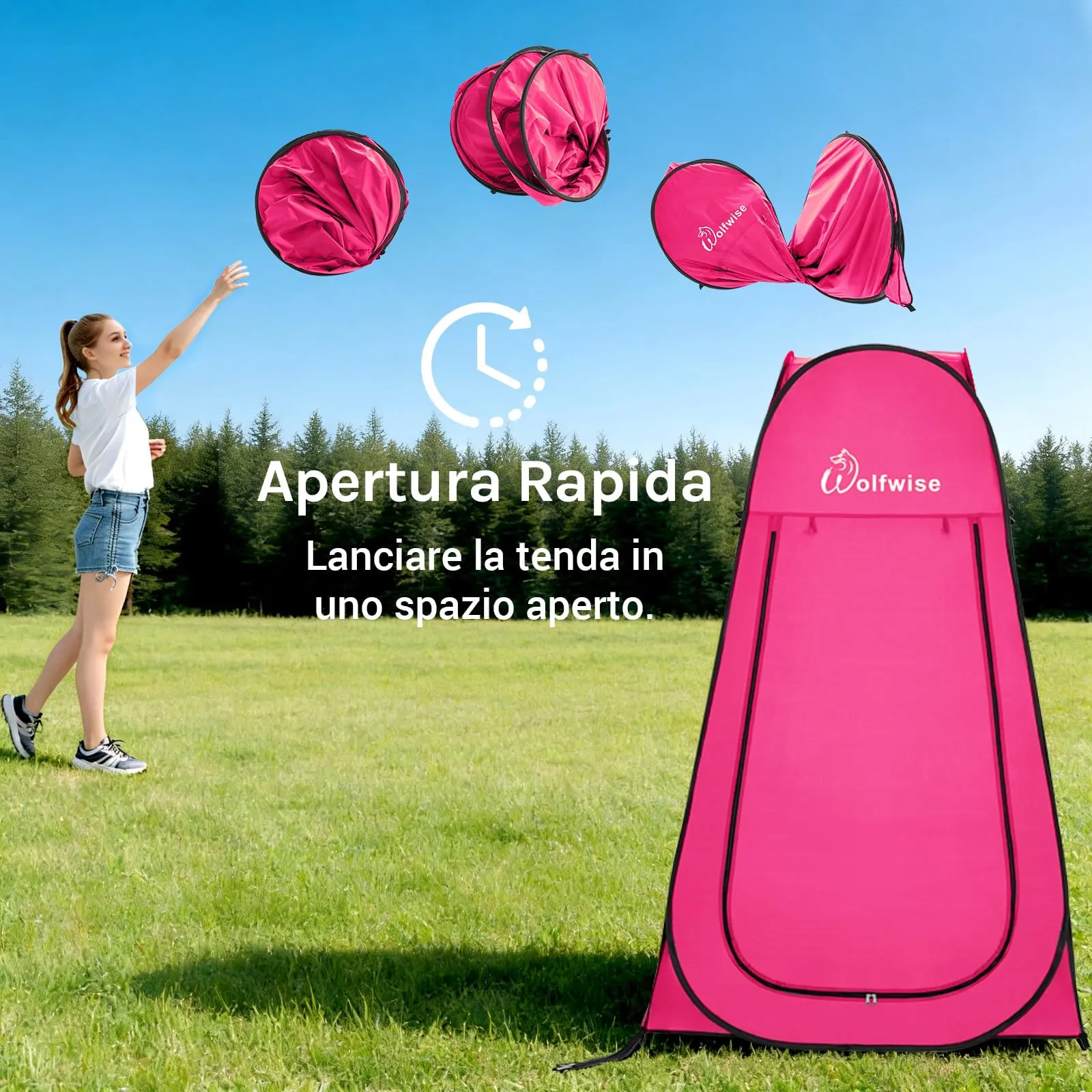 Wolfwise Tenda Doccia Campeggio Pop-Up, Spogliatoio Portatile e Pieghevole, 120x120x190 cm - immagine 8