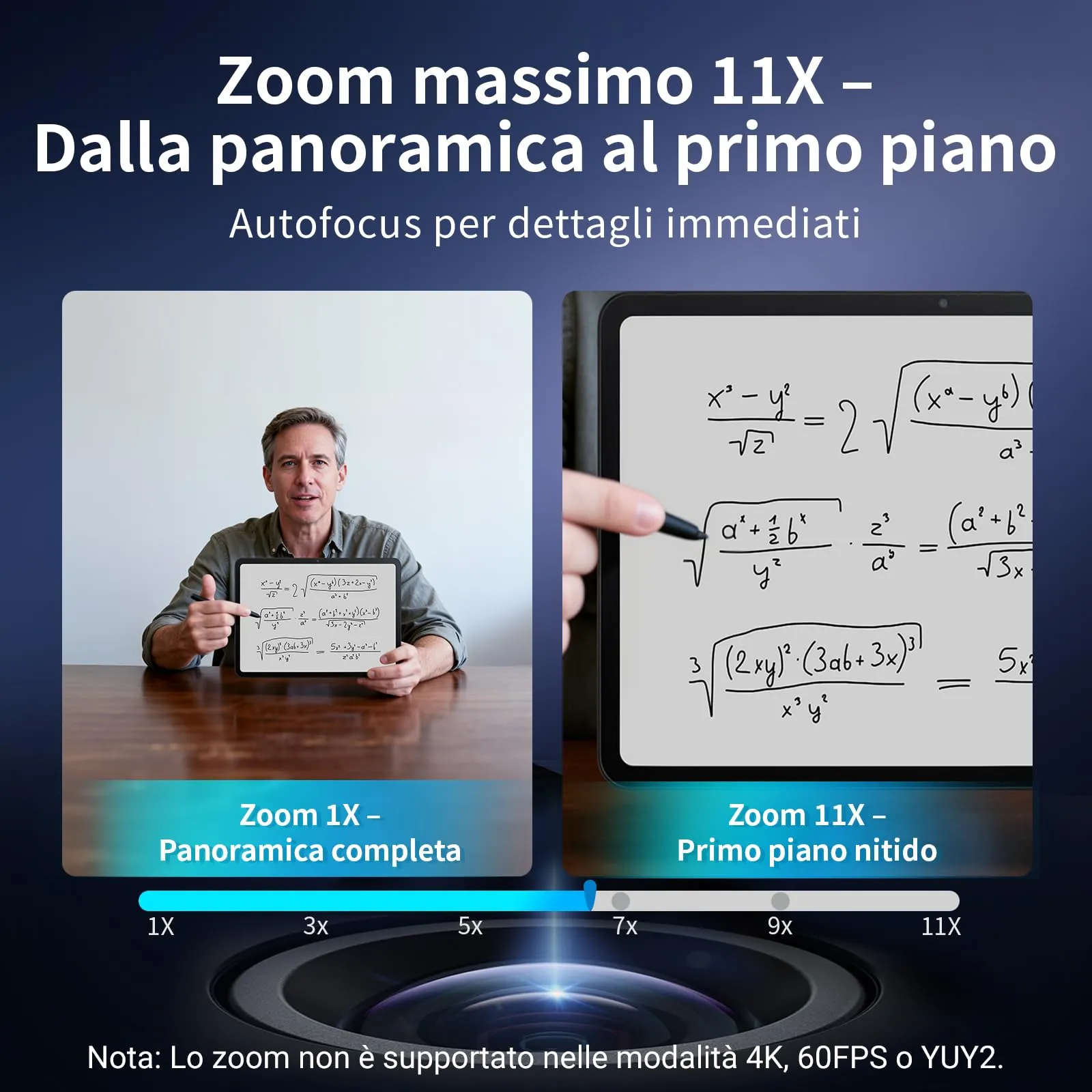 EMEET C60E Webcam 4K con Doppia Fotocamera, Zoom Ibrido 11X, Autofocus PDAF, Illuminazione RGB e Doppi Microfoni - immagine 4