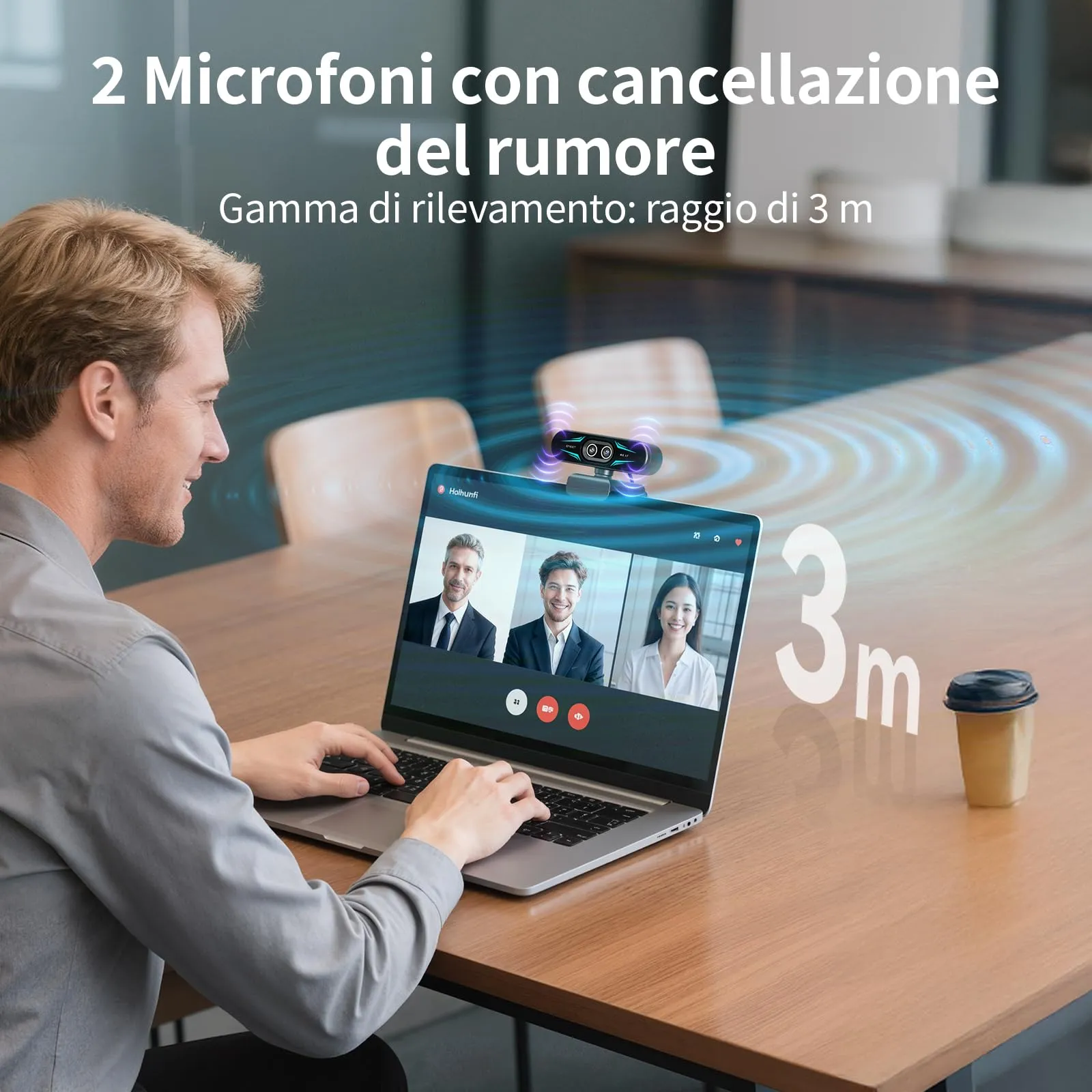 EMEET C60E Webcam 4K con Doppia Fotocamera, Zoom Ibrido 11X, Autofocus PDAF, Illuminazione RGB e Doppi Microfoni - immagine 5