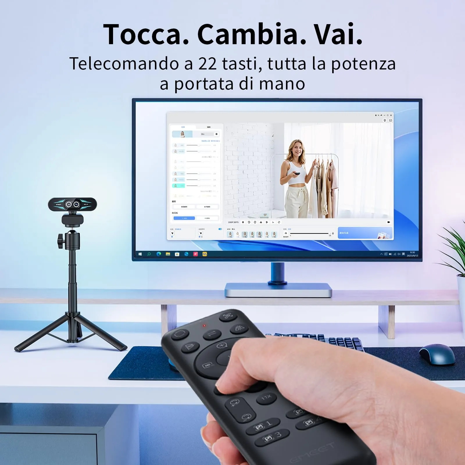 EMEET C60E Webcam 4K con Doppia Fotocamera, Zoom Ibrido 11X, Autofocus PDAF, Illuminazione RGB e Doppi Microfoni - immagine 9