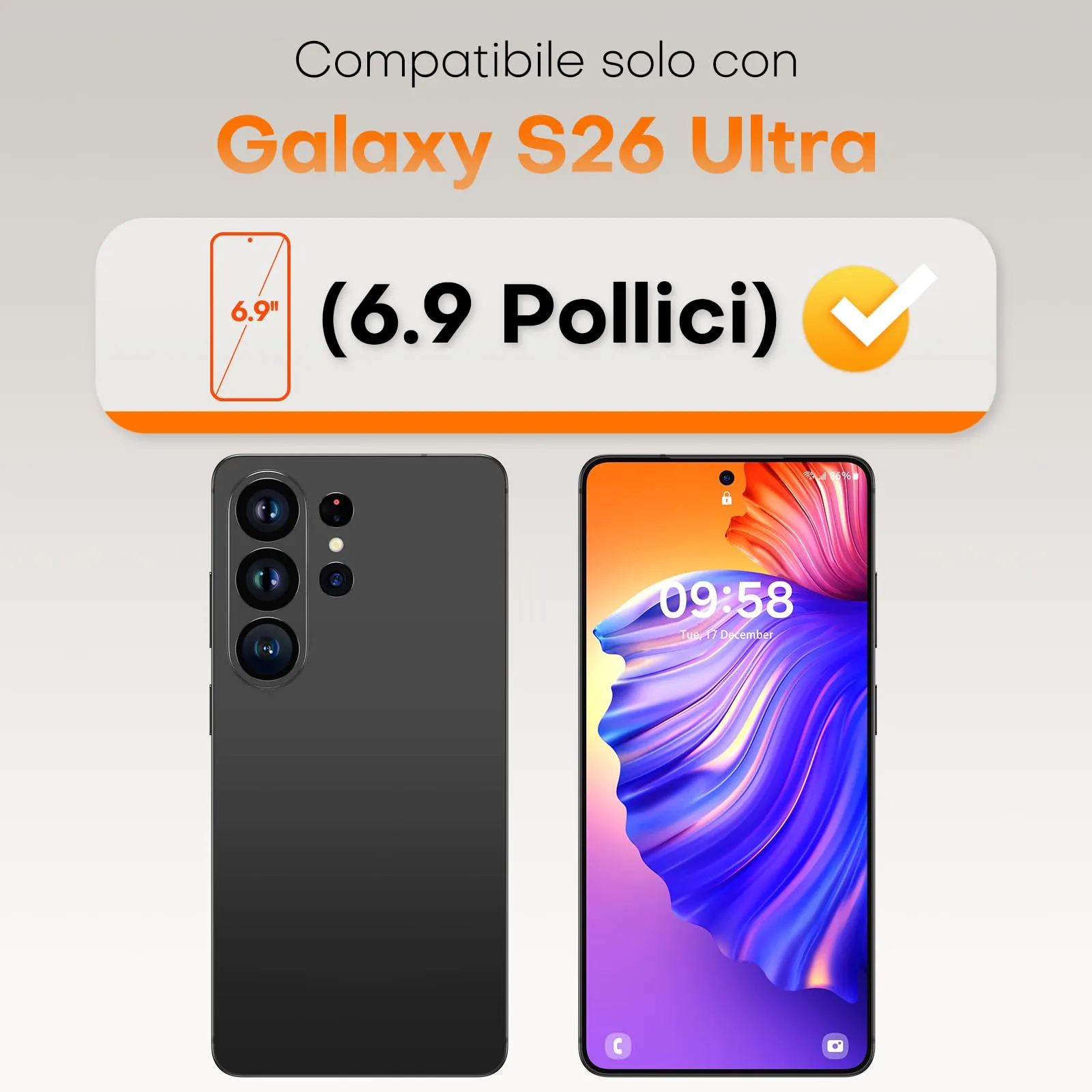TOCOL Pellicola Protettiva in Vetro Temperato 9H per Samsung Galaxy S26 Ultra 6.9 Pollici, Trasparente, 2 Pezzi - immagine 2